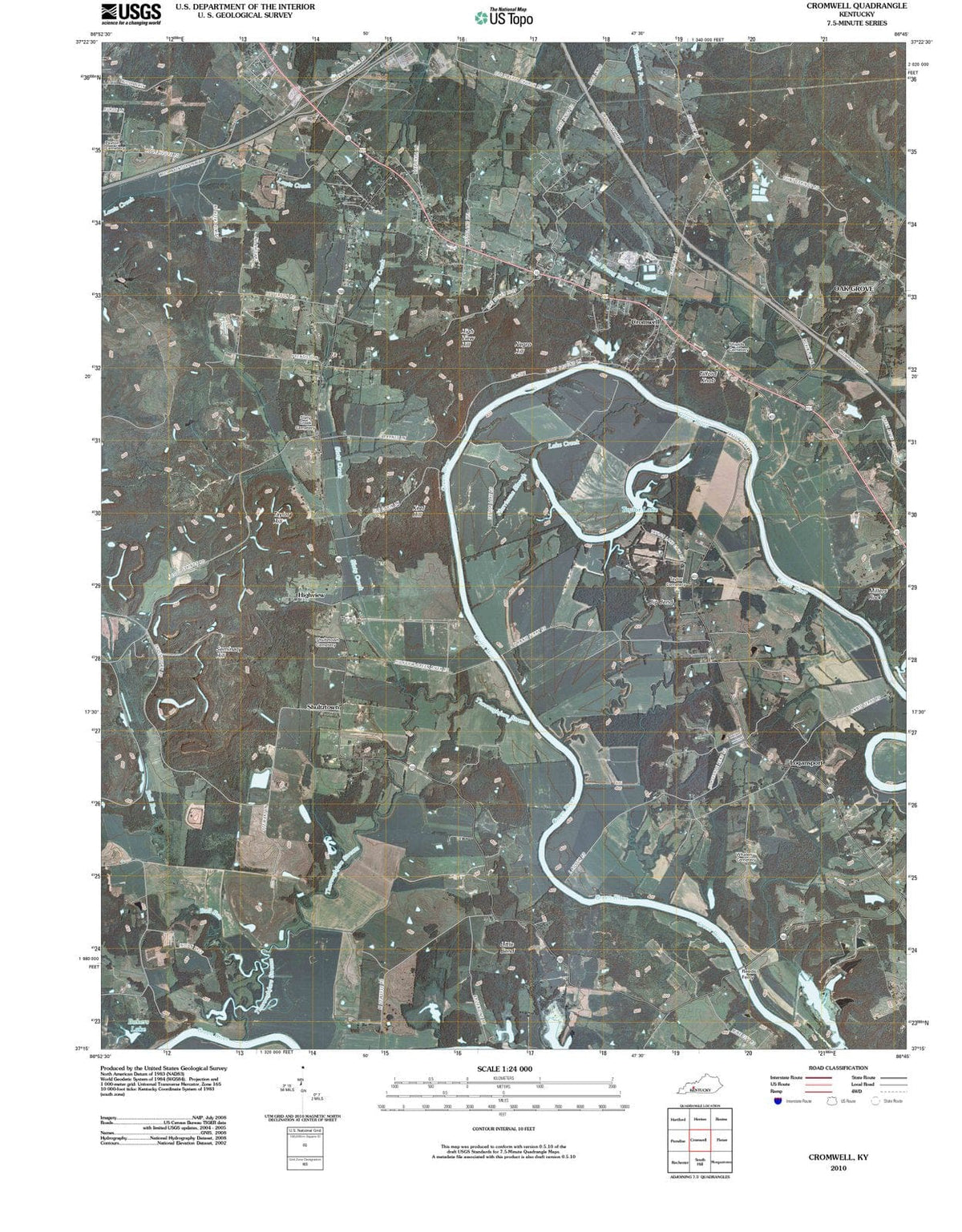 2010 Cromwell, KY - Kentucky - USGS Topographic Map