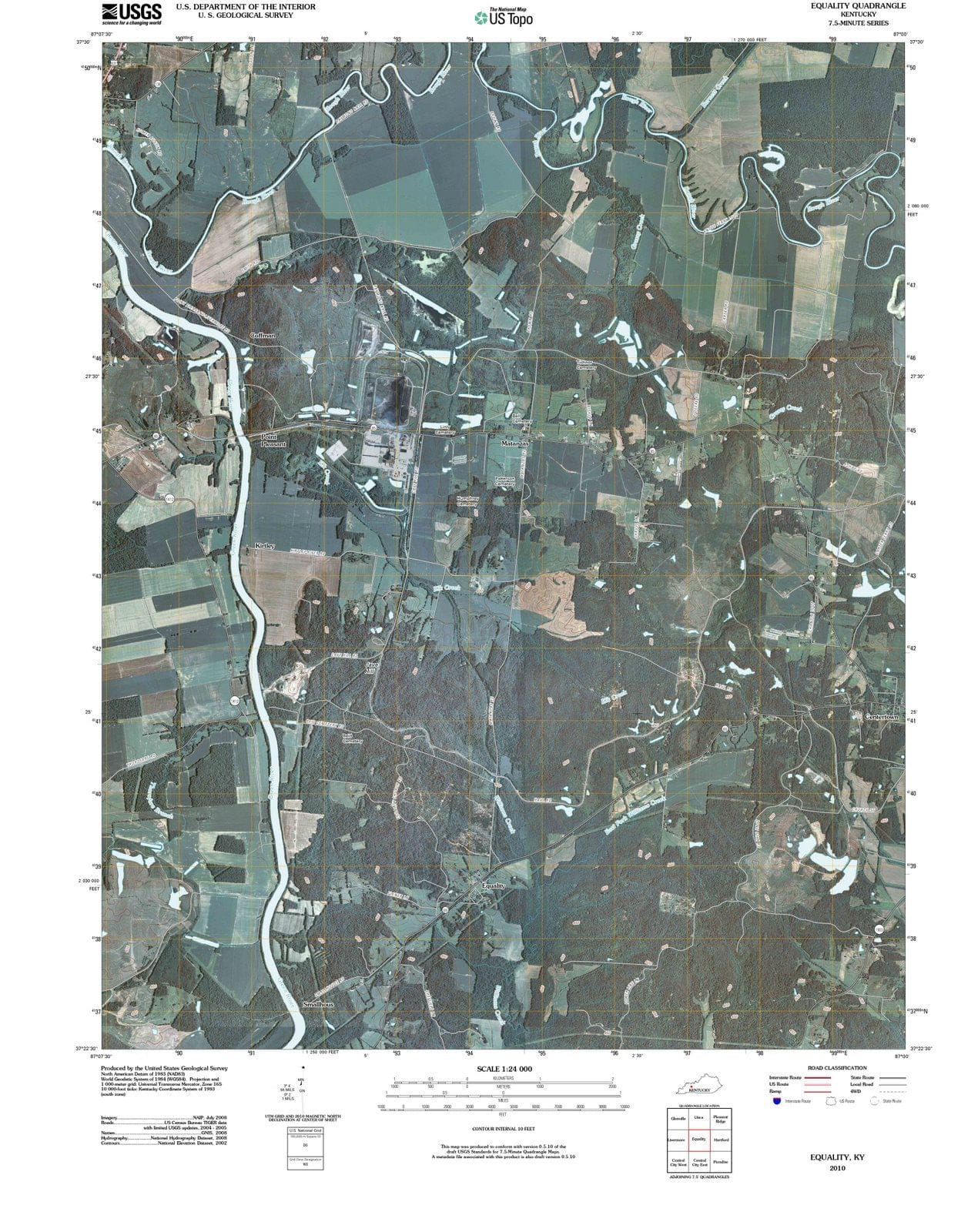 2010 Equality, KY - Kentucky - USGS Topographic Map