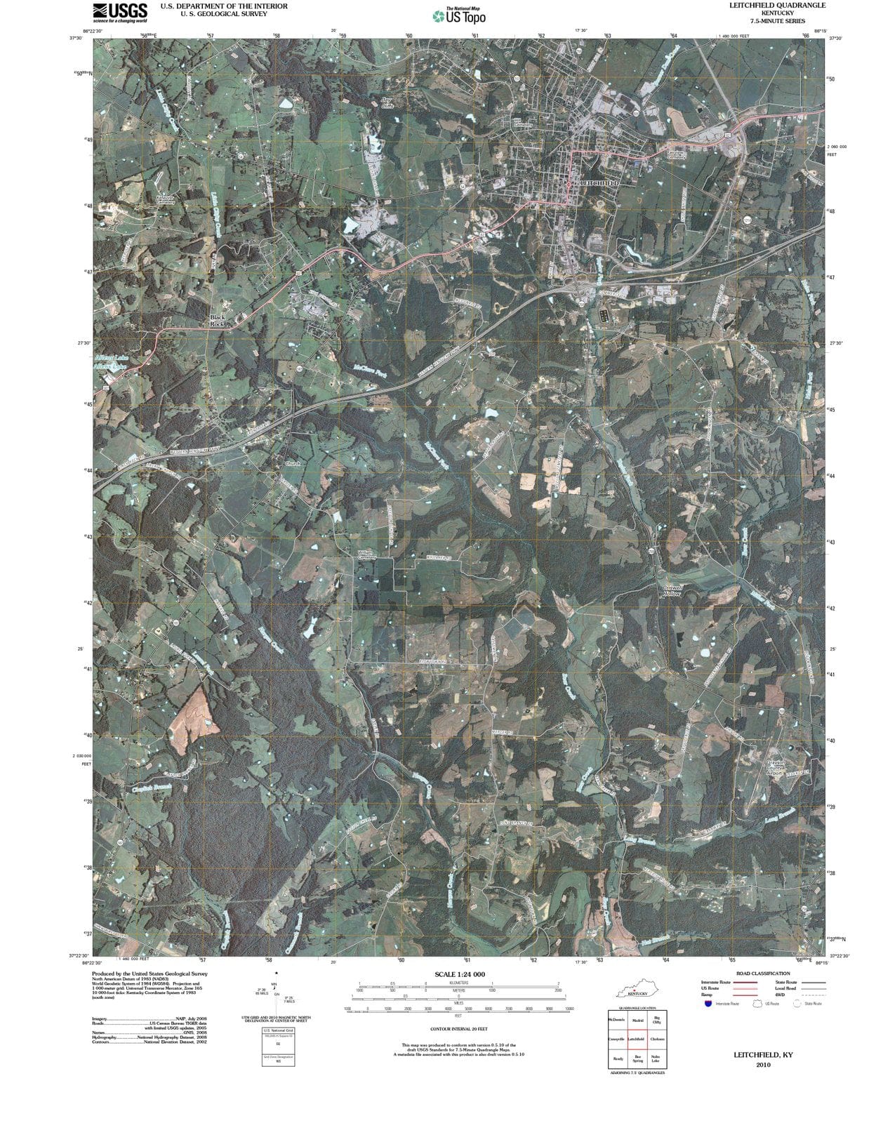 2010 Leitchfield, KY - Kentucky - USGS Topographic Map
