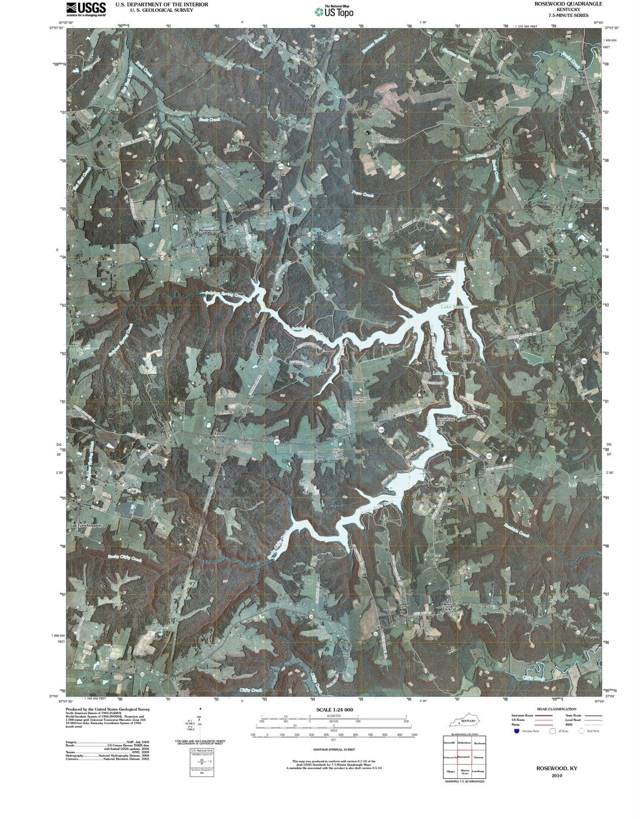 2010 Rosewood, KY - Kentucky - USGS Topographic Map