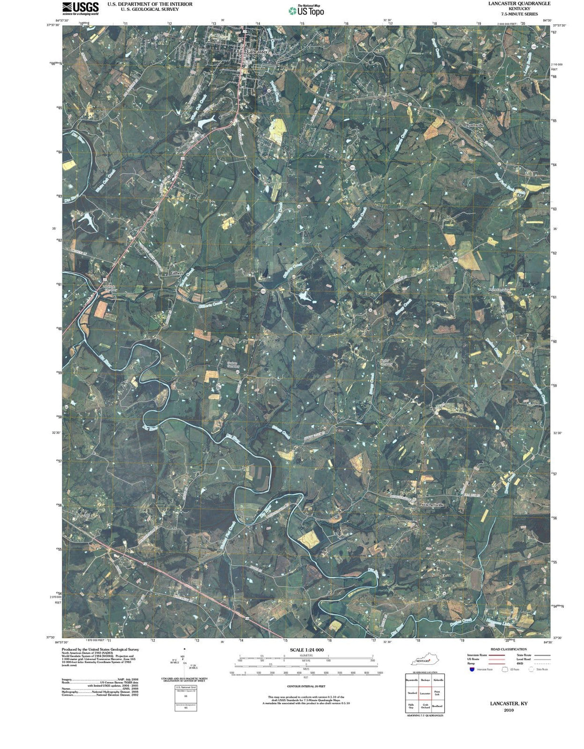 2010 Lancaster, KY - Kentucky - USGS Topographic Map