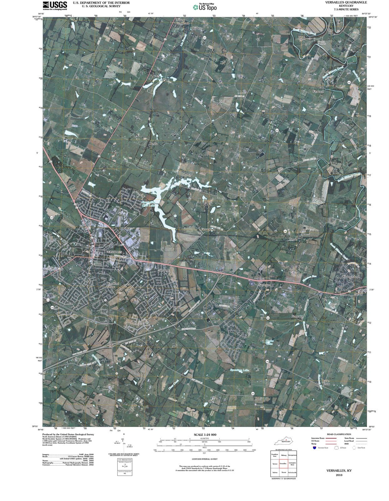 2010 Versailles, KY - Kentucky - USGS Topographic Map