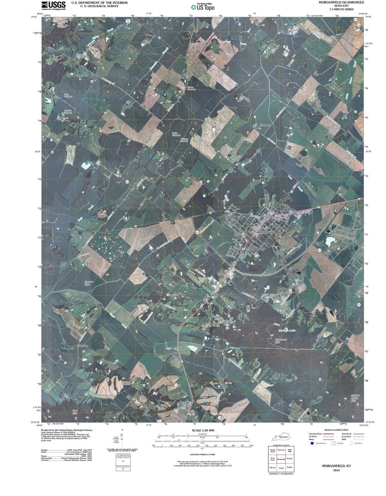 2010 Morganfield, KY - Kentucky - USGS Topographic Map