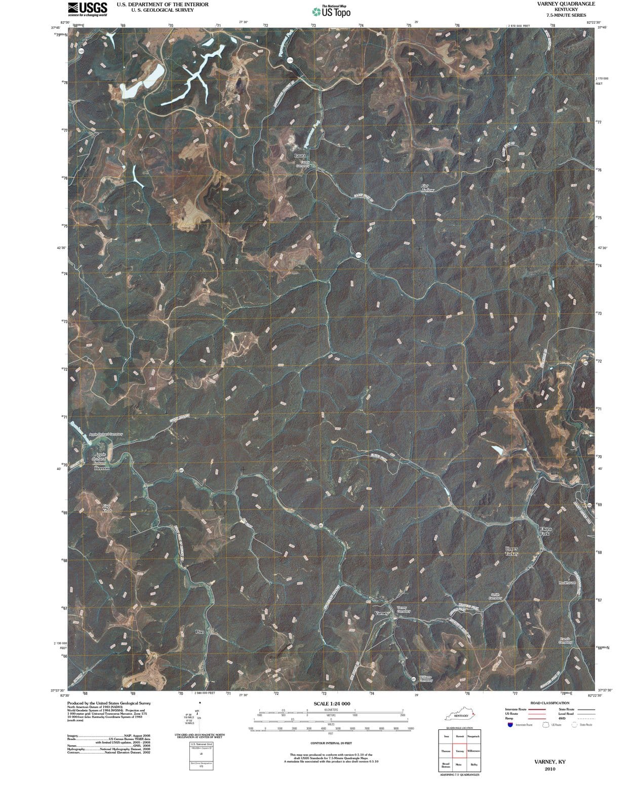 2010 Varney, KY - Kentucky - USGS Topographic Map