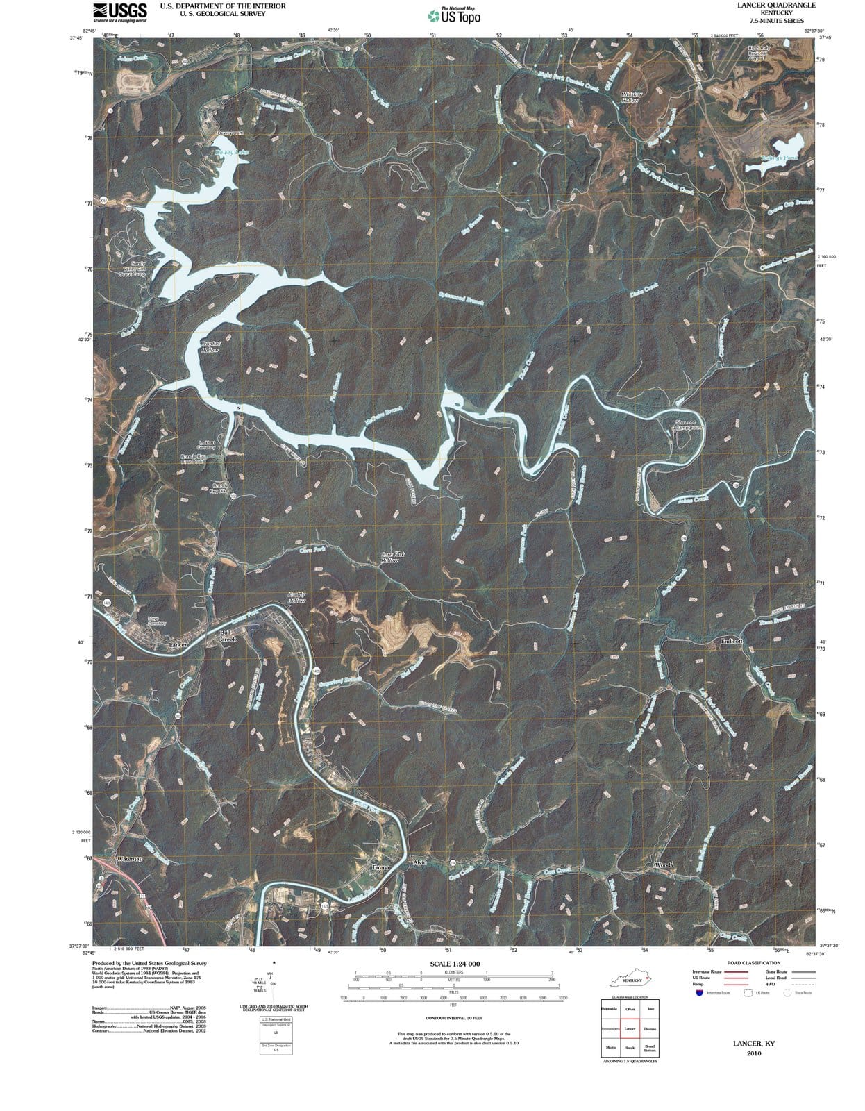 2010 Lancer, KY - Kentucky - USGS Topographic Map