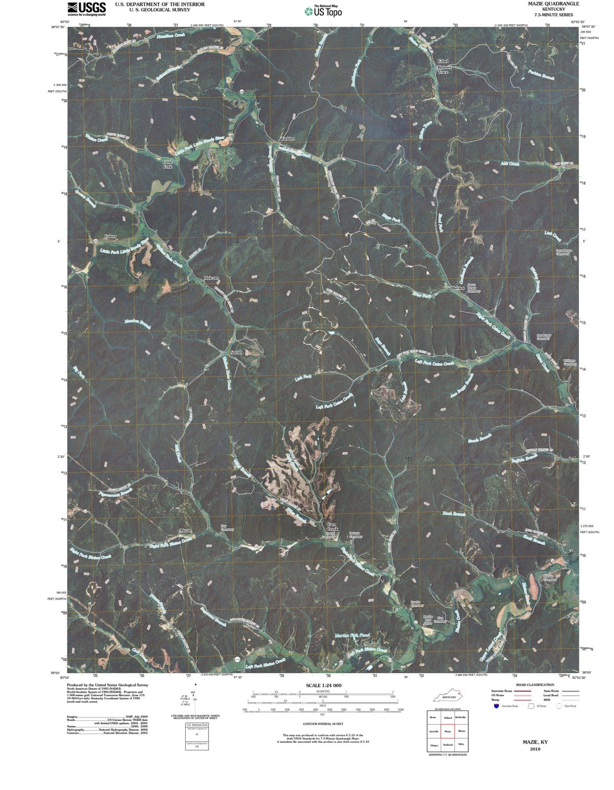 2010 Mazie, KY - Kentucky - USGS Topographic Map