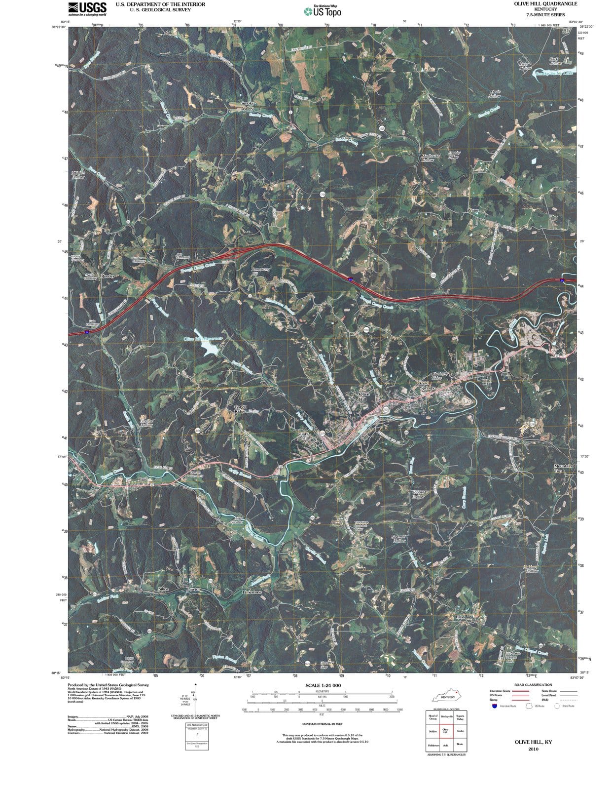 2010 Olive Hill, KY - Kentucky - USGS Topographic Map
