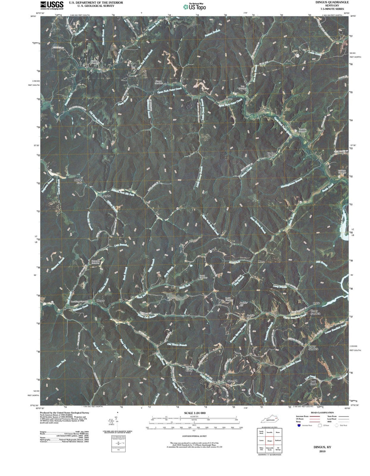 2010 Dingus, KY - Kentucky - USGS Topographic Map