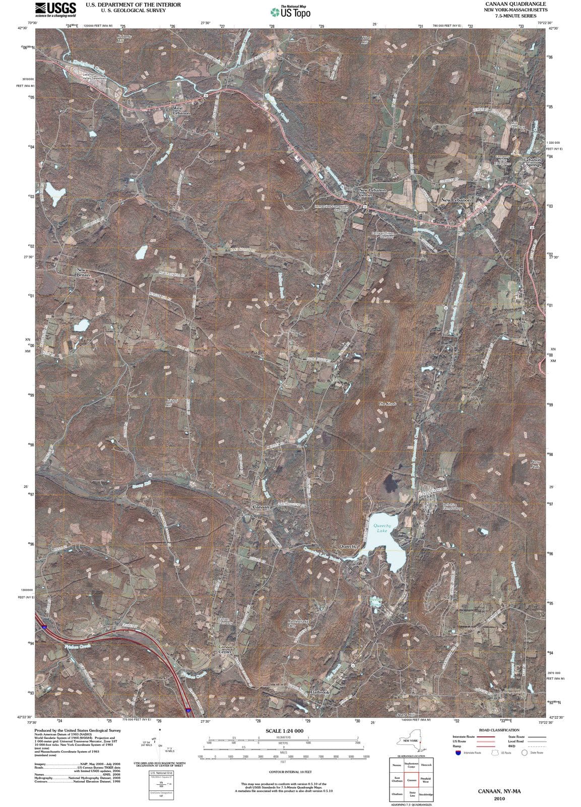 2010 Canaan, NY - New York - USGS Topographic Map