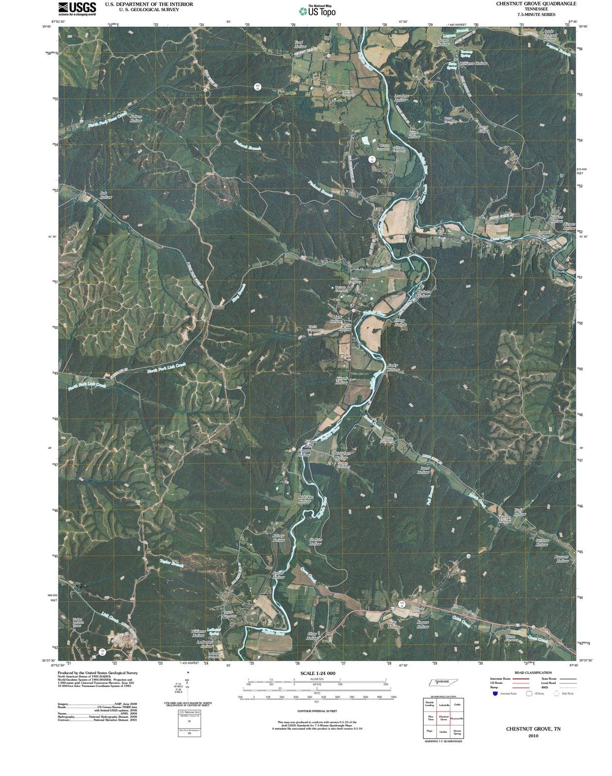 2010 Chestnut Grove, TN - Tennessee - USGS Topographic Map
