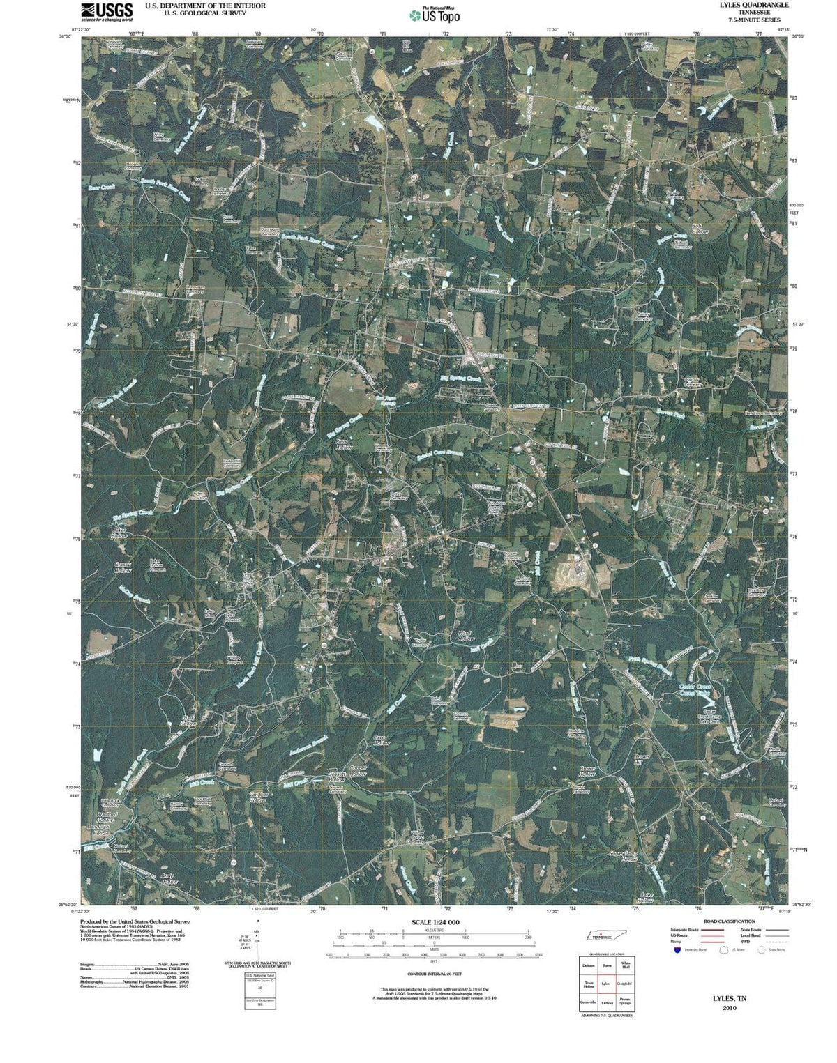 2010 Lyles, TN - Tennessee - USGS Topographic Map