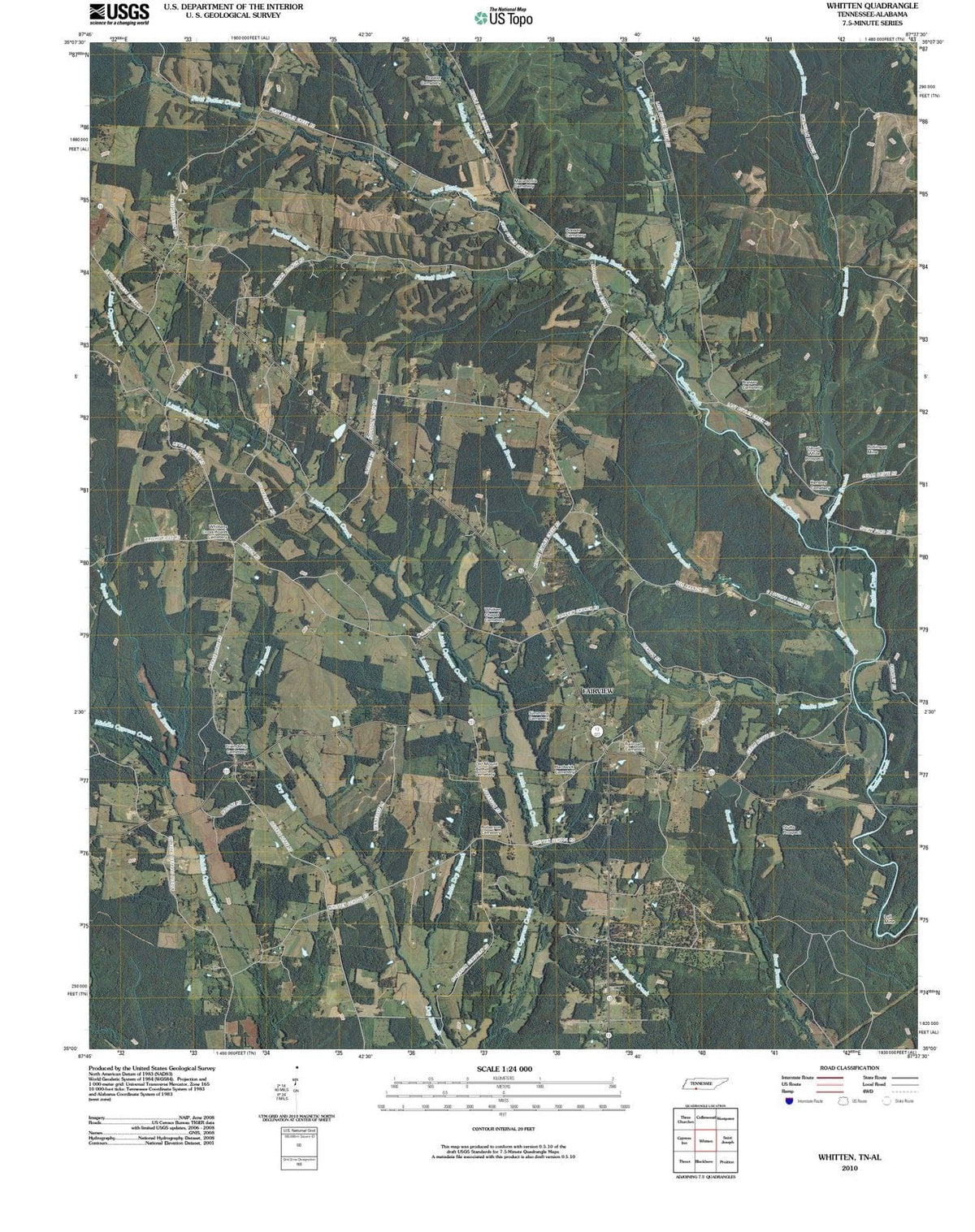 2010 Whitten, TN - Tennessee - USGS Topographic Map