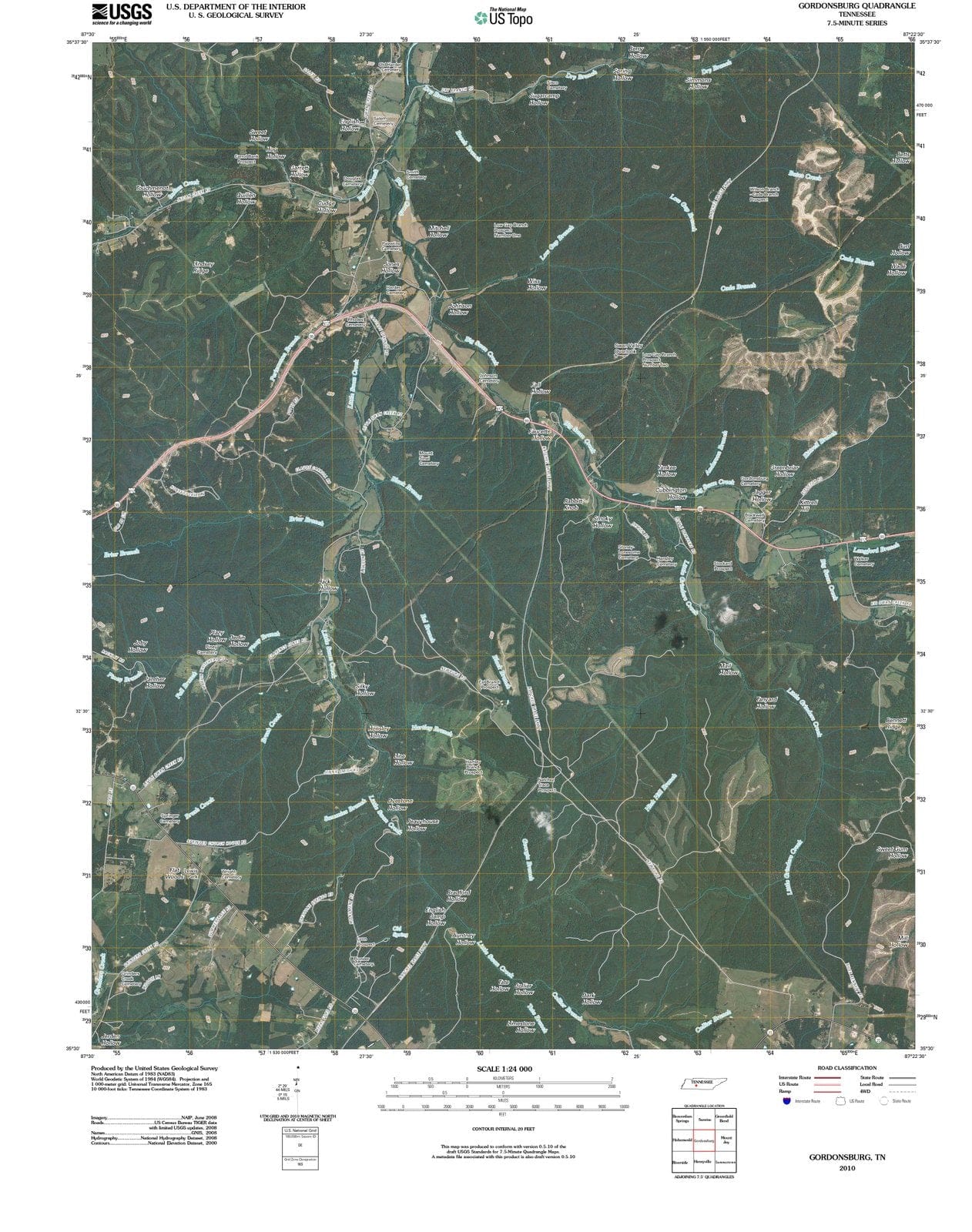 2010 Gordonsburg, TN - Tennessee - USGS Topographic Map