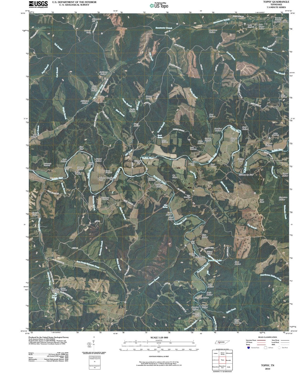 2010 Topsy, TN - Tennessee - USGS Topographic Map