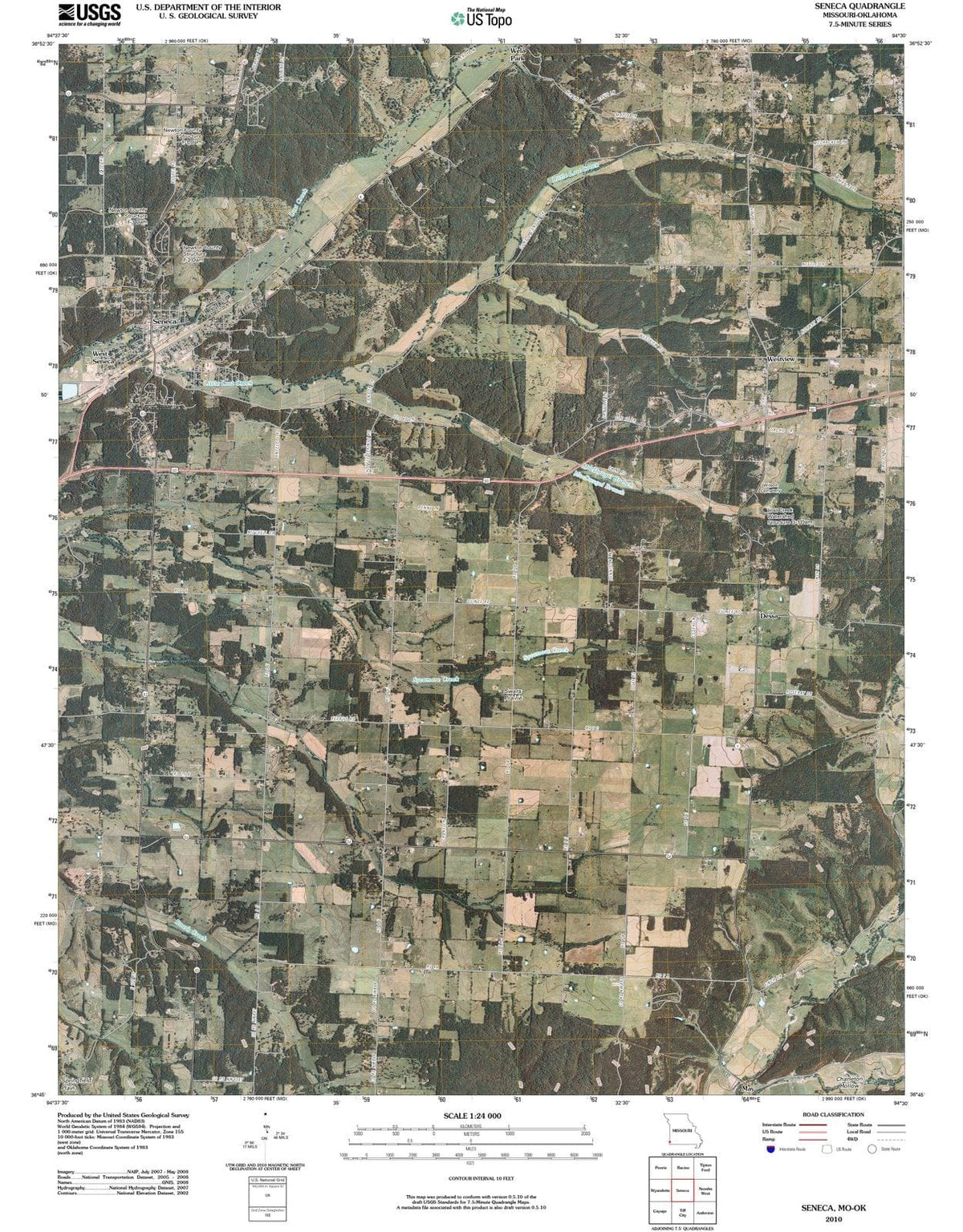 2010 Seneca, MO - Missouri - USGS Topographic Map