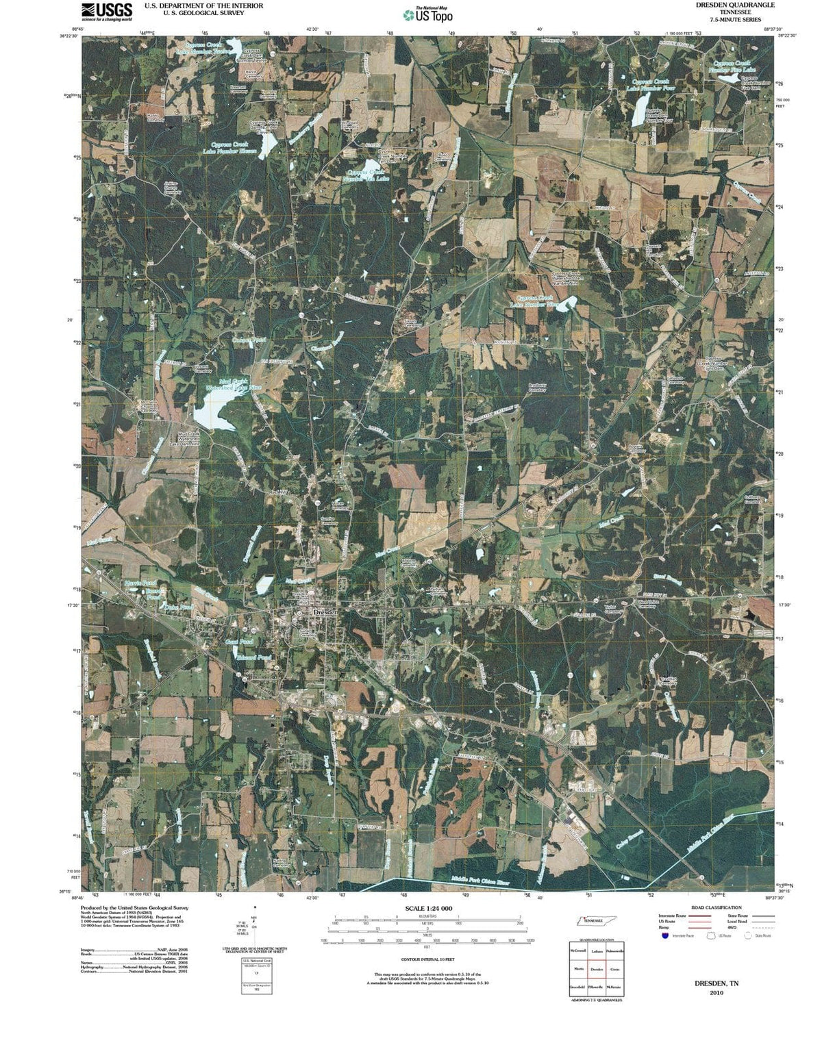 2010 Dresden, TN - Tennessee - USGS Topographic Map