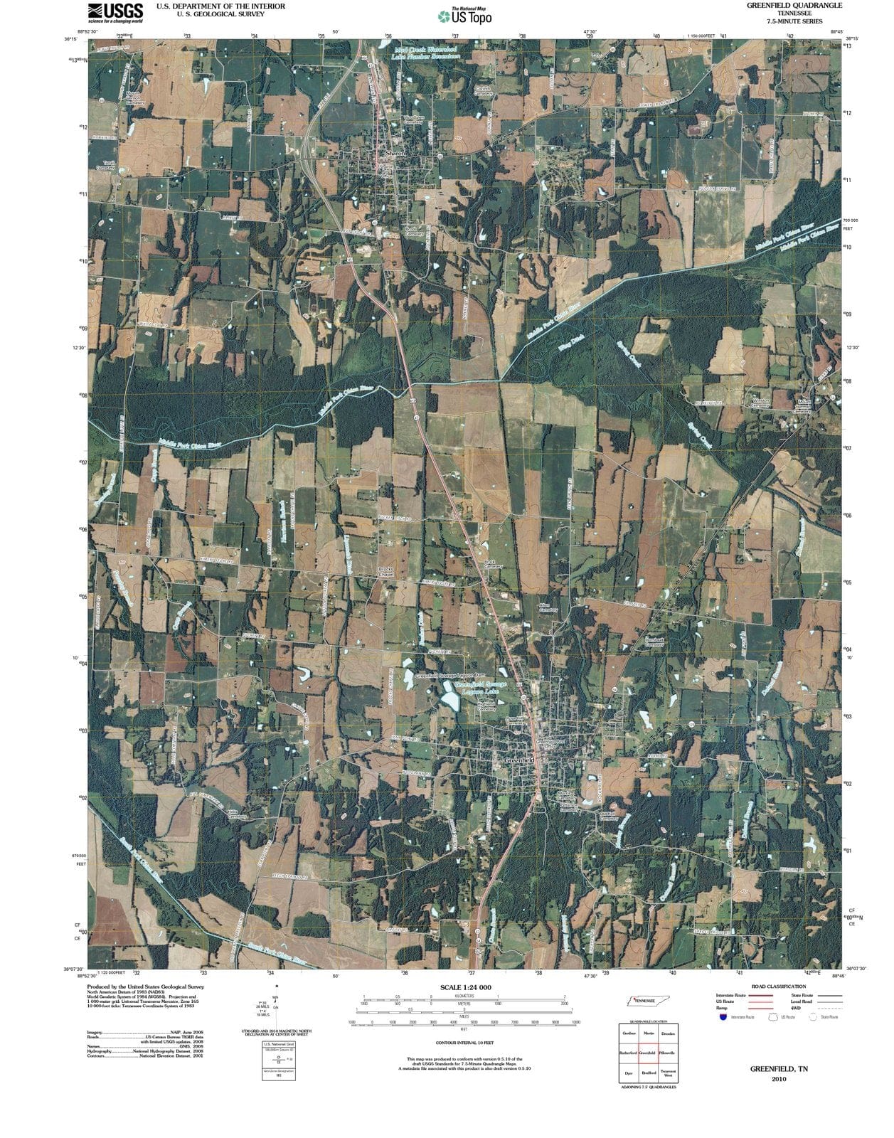 2010 Greenfield, TN - Tennessee - USGS Topographic Map
