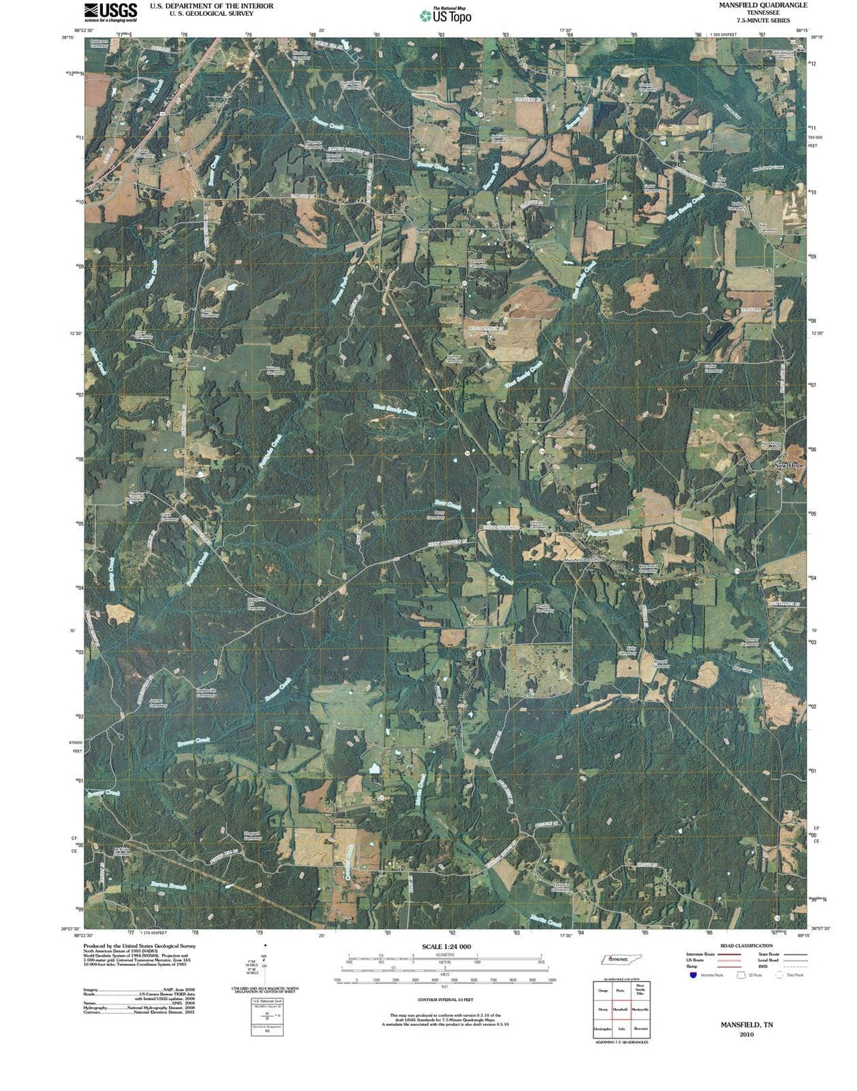 2010 Mansfield, TN - Tennessee - USGS Topographic Map