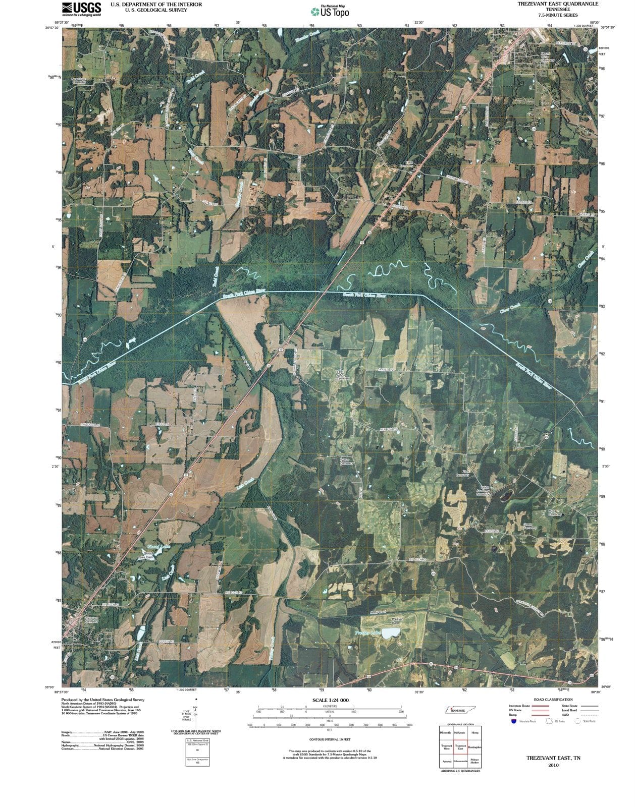 2010 Trezevant East, TN - Tennessee - USGS Topographic Map