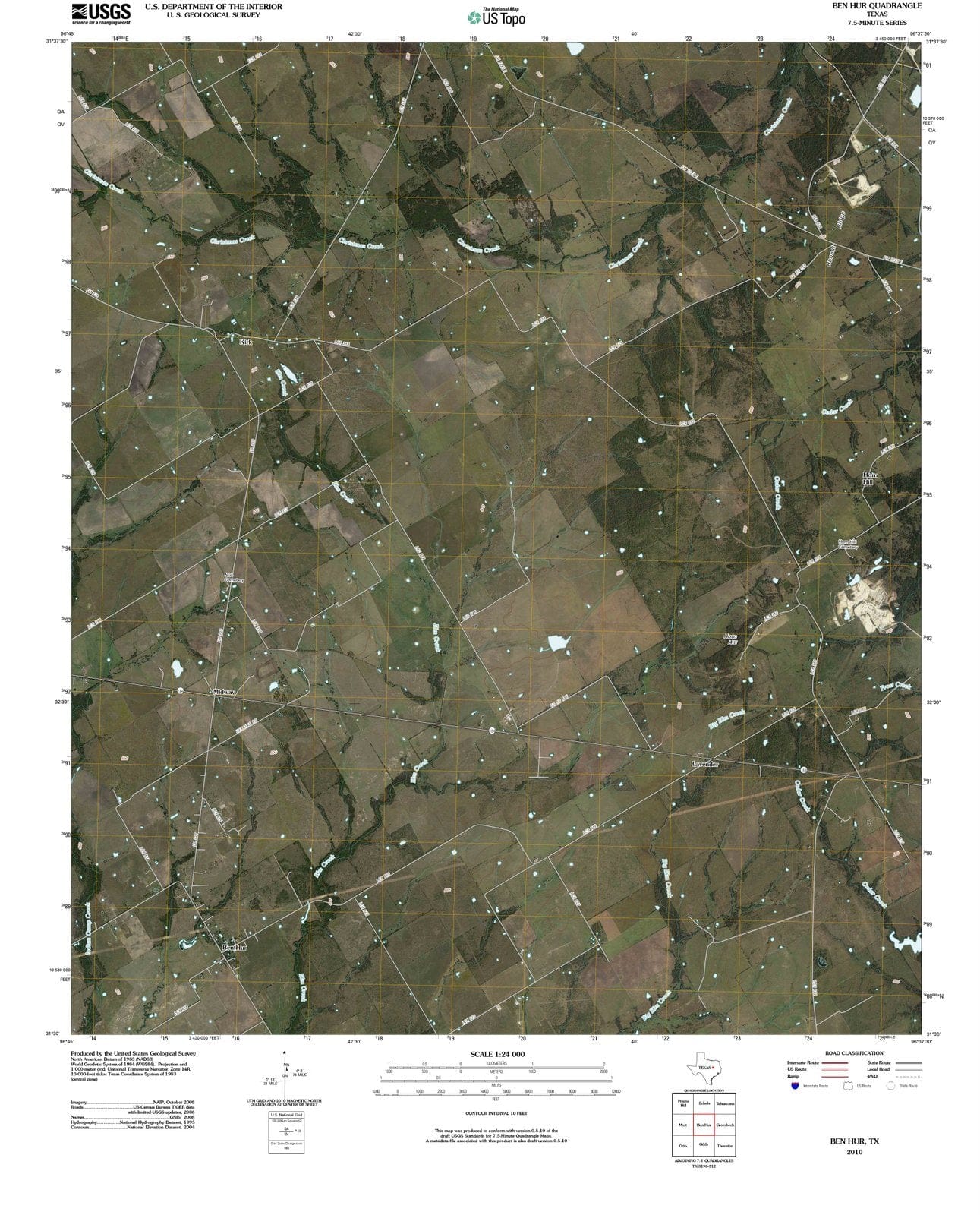 2010 Ben Hur, TX - Texas - USGS Topographic Map