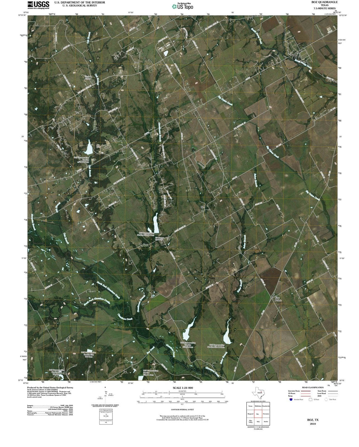 2010 Boz, TX - Texas - USGS Topographic Map