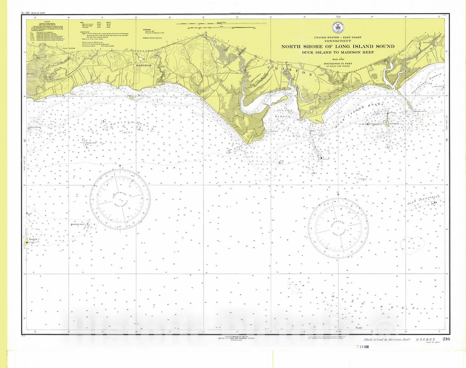 Historic Nautical Map - North Shore Of Long Island Sound, 1936 NOAA Chart - Vintage Wall Art