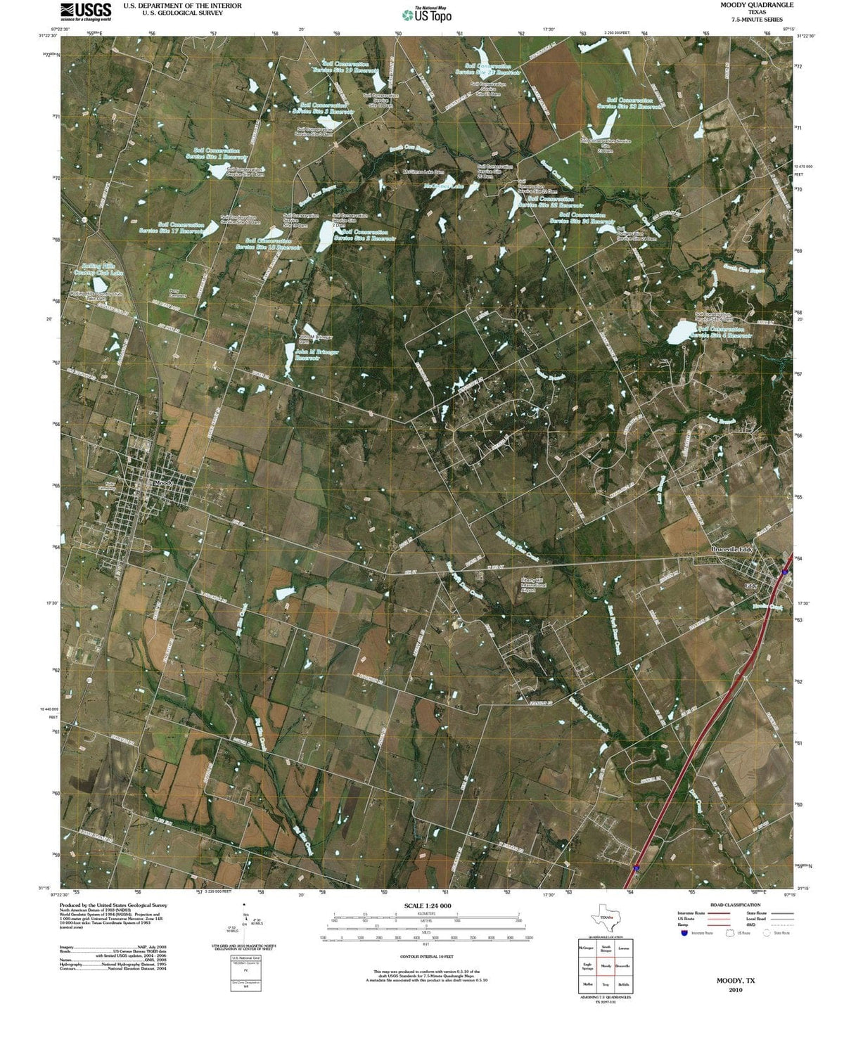 2010 Moody, TX - Texas - USGS Topographic Map