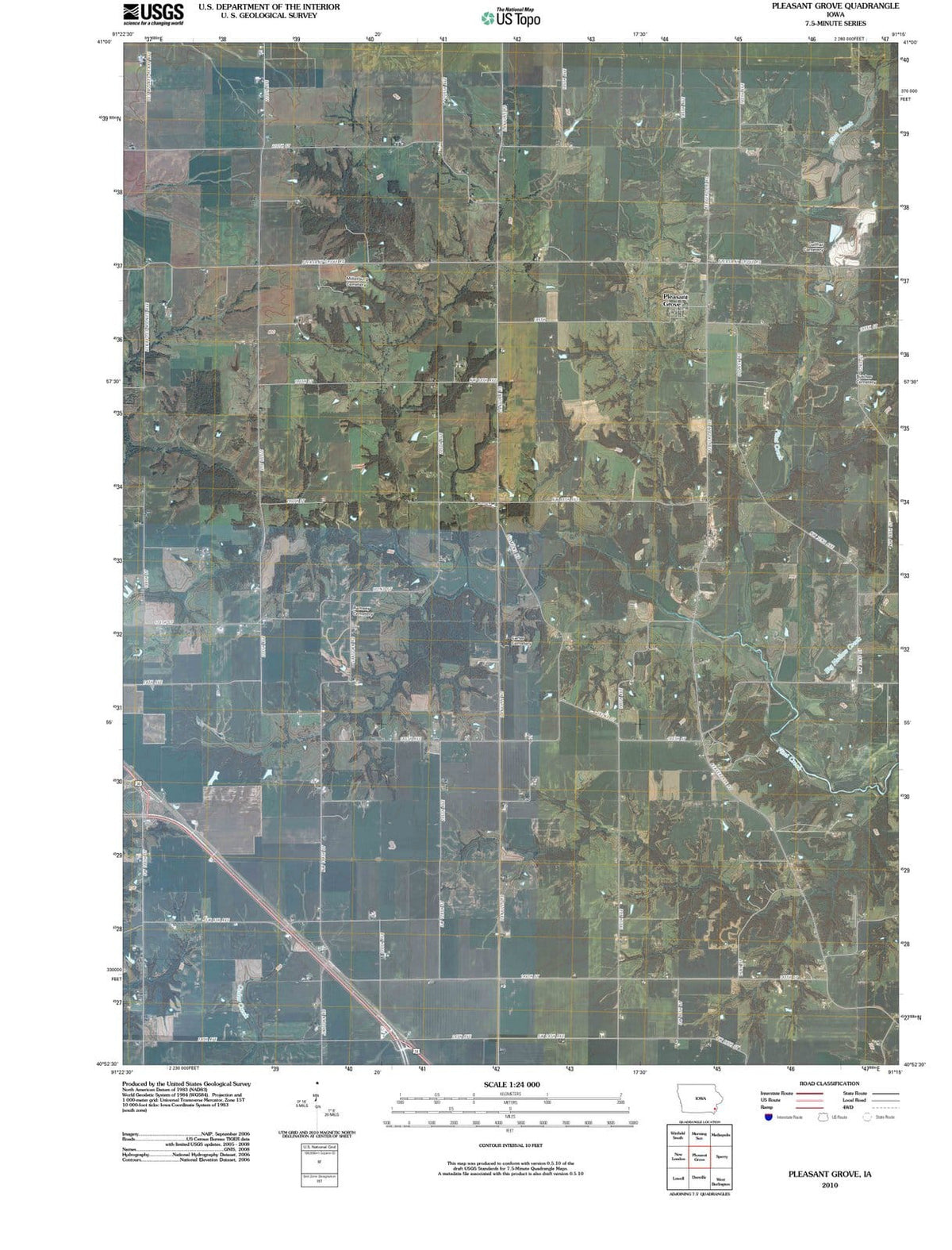 2010 Pleasant Grove, IA - Iowa - USGS Topographic Map