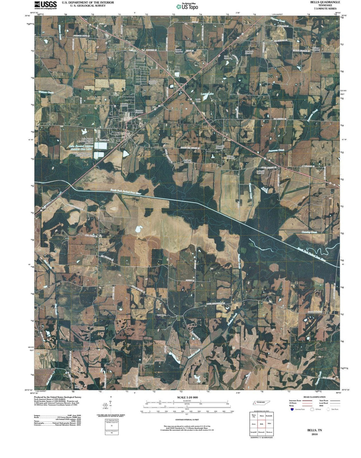 2010 Bells, TN - Tennessee - USGS Topographic Map