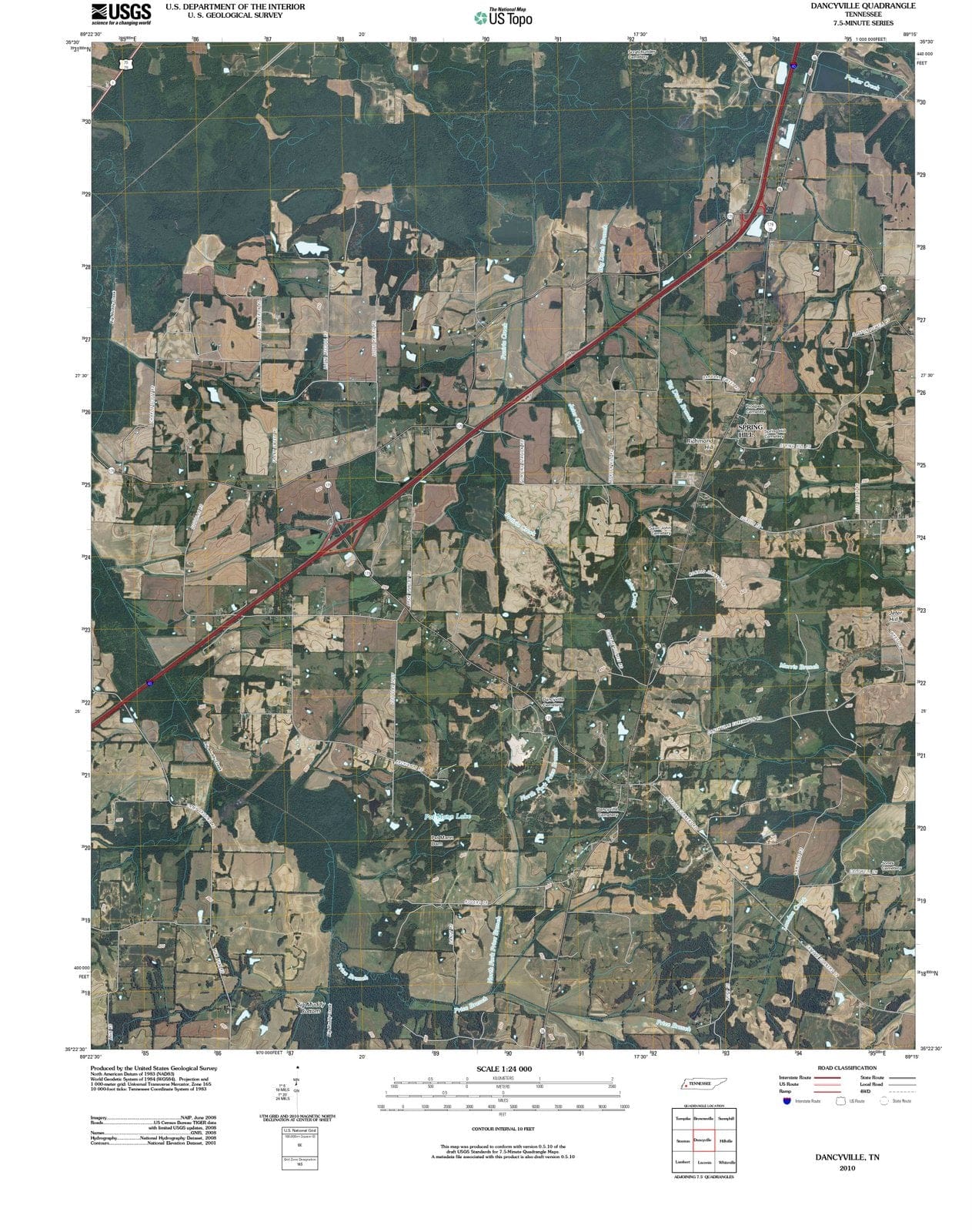 2010 Dancyville, TN - Tennessee - USGS Topographic Map