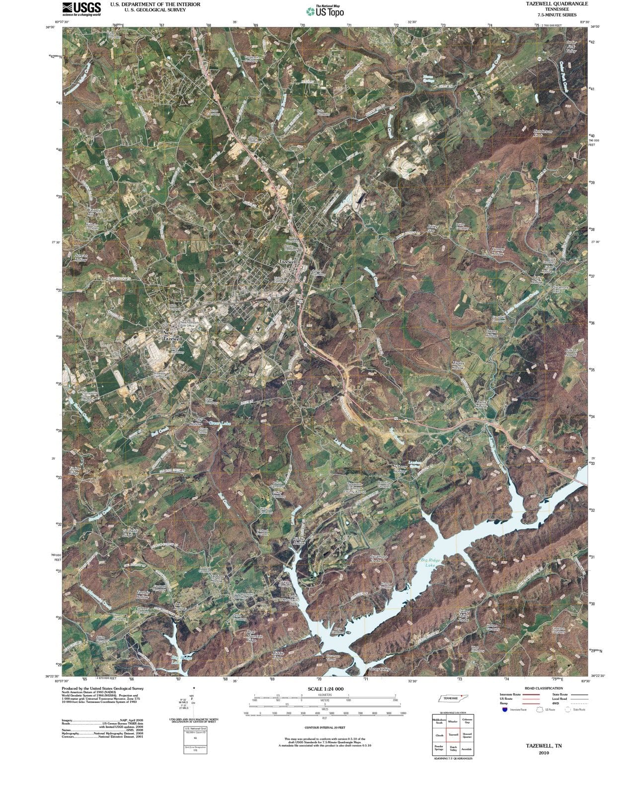 2010 Tazewell, TN - Tennessee - USGS Topographic Map