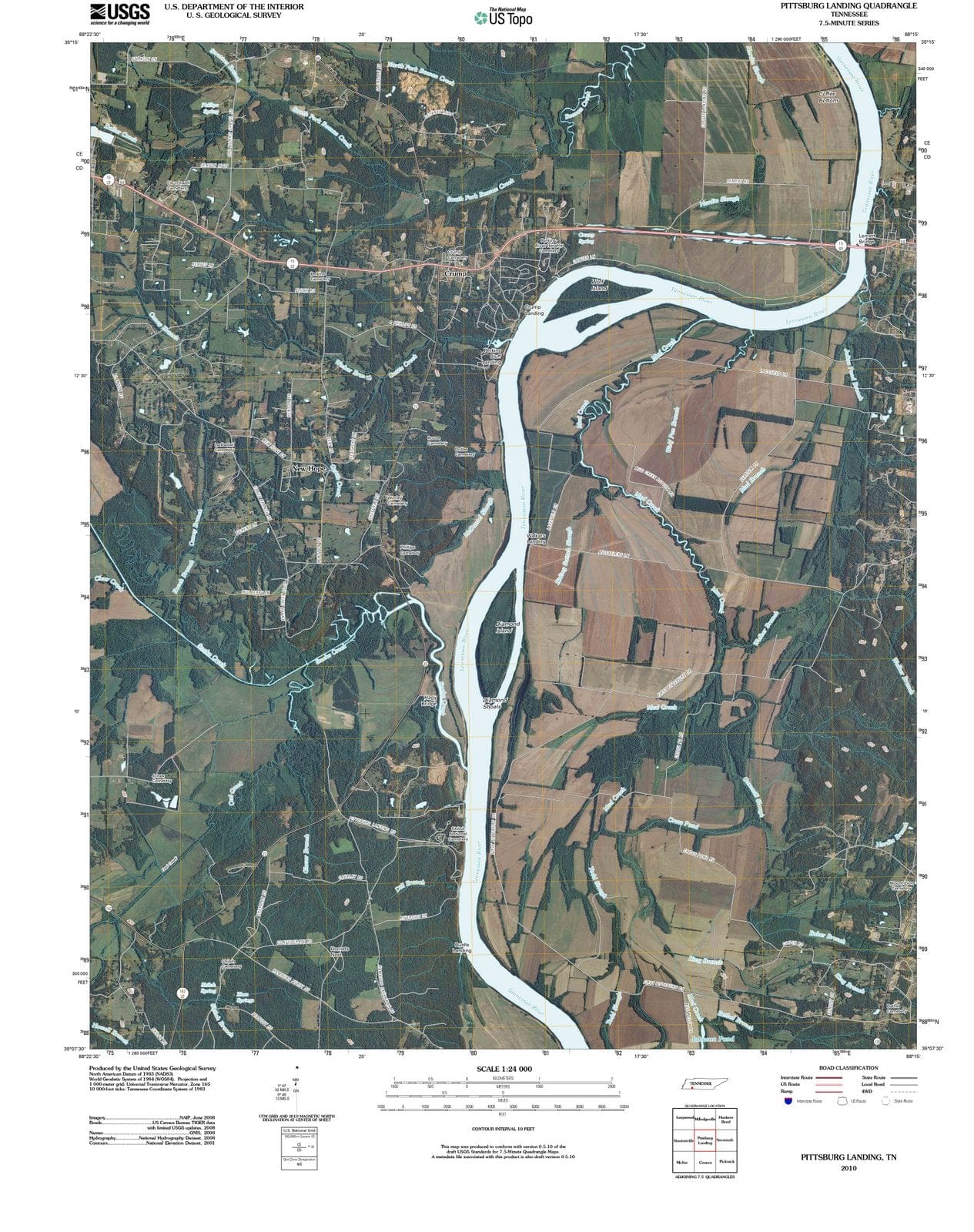 2010 Pittsburg Landing, TN - Tennessee - USGS Topographic Map