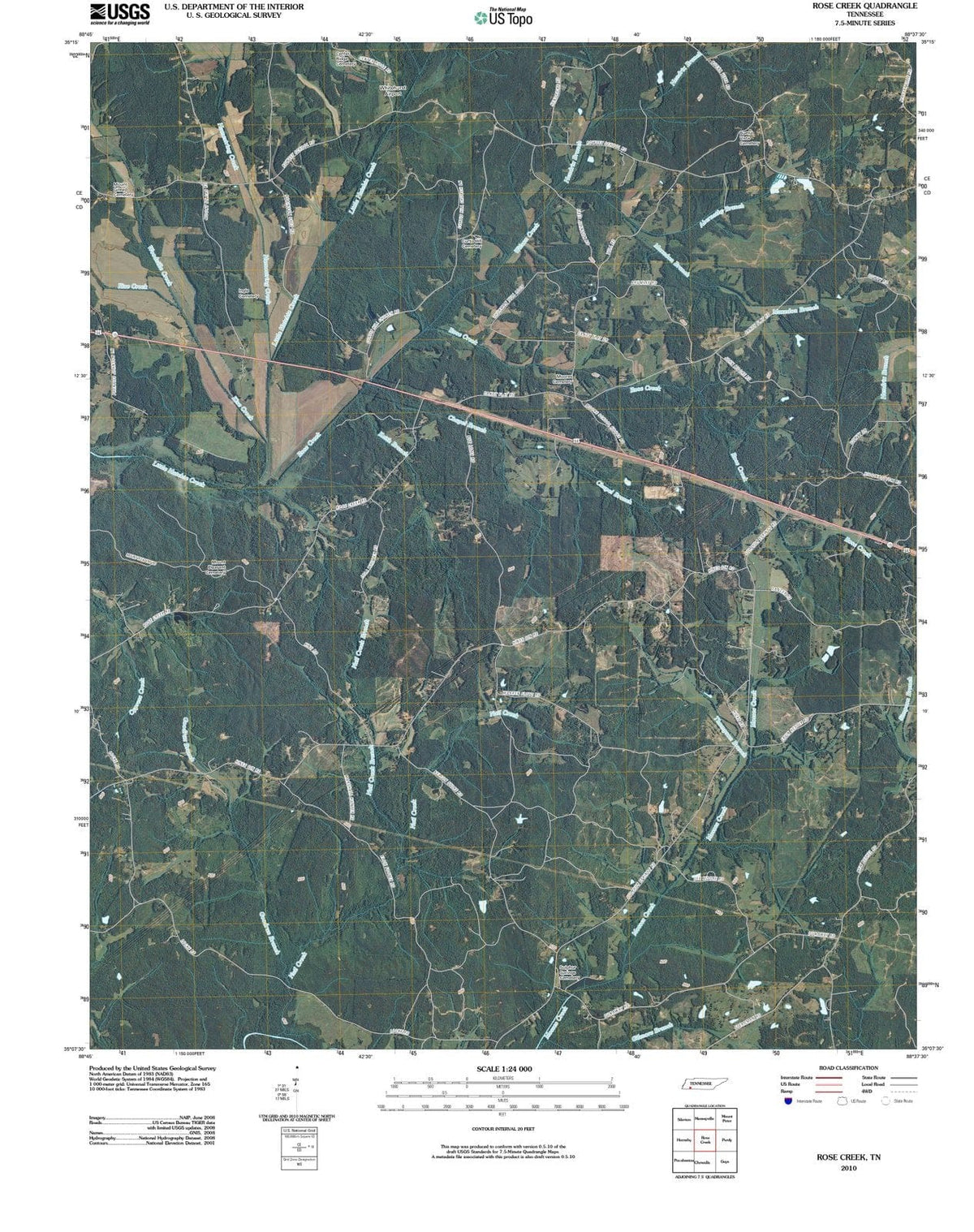2010 Rose Creek, TN - Tennessee - USGS Topographic Map