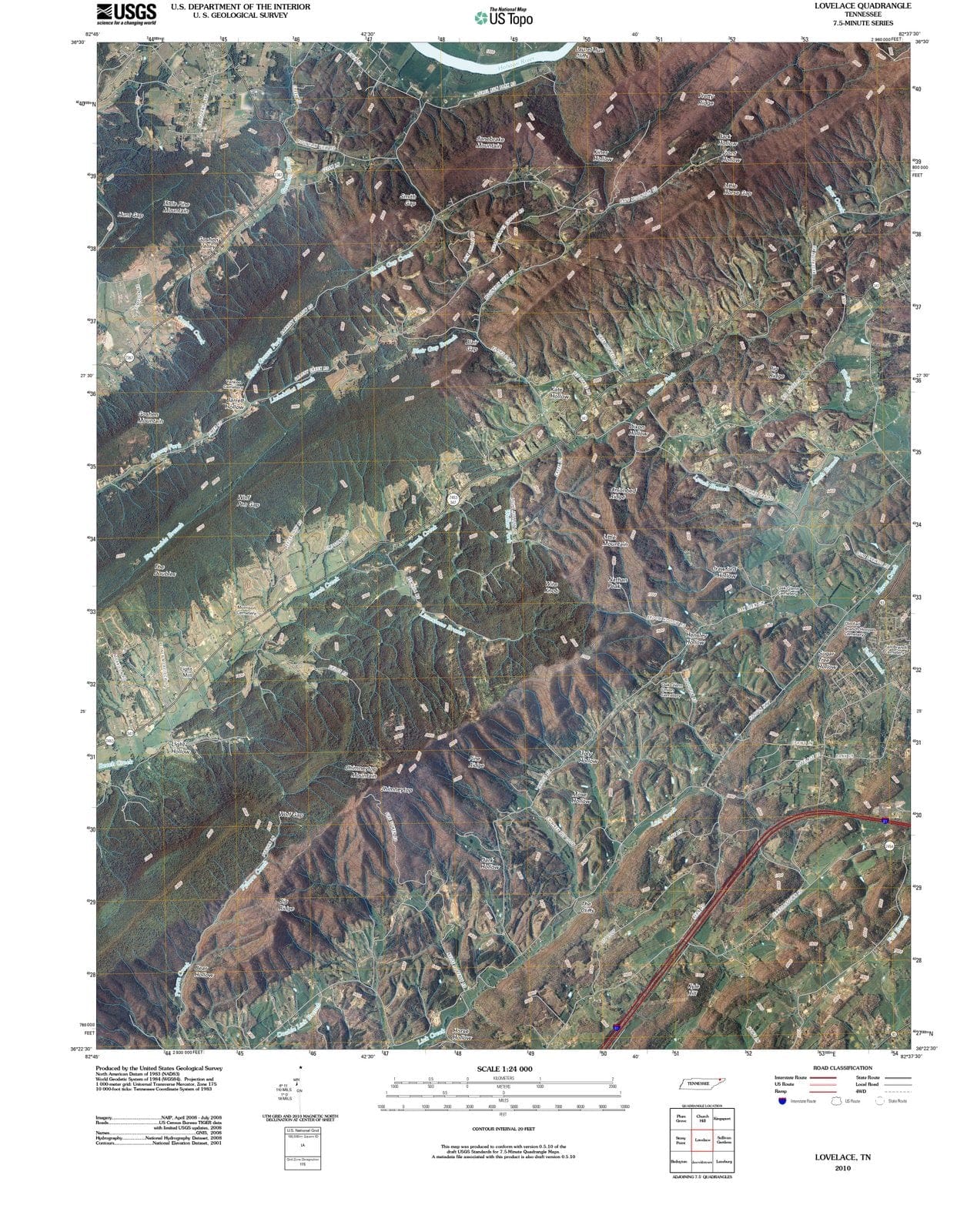 2010 Lovelace, TN - Tennessee - USGS Topographic Map
