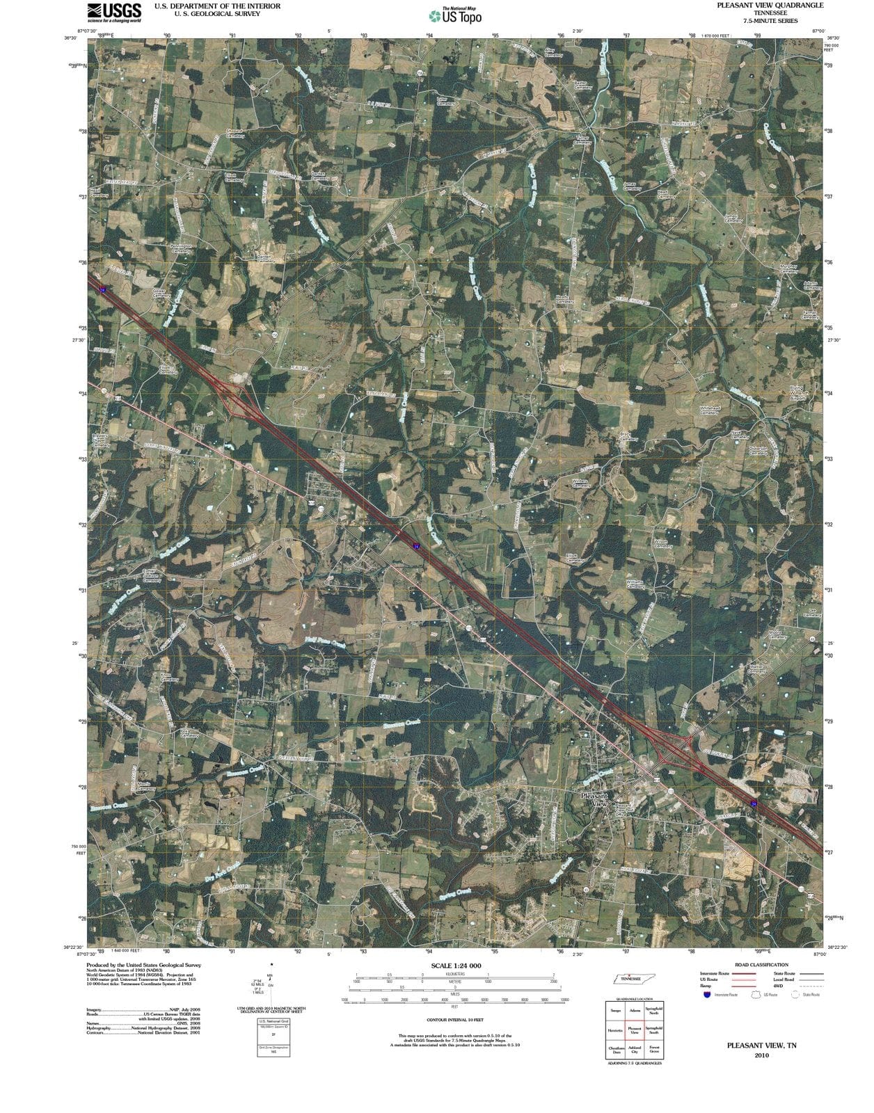 2010 Pleasant View, TN - Tennessee - USGS Topographic Map