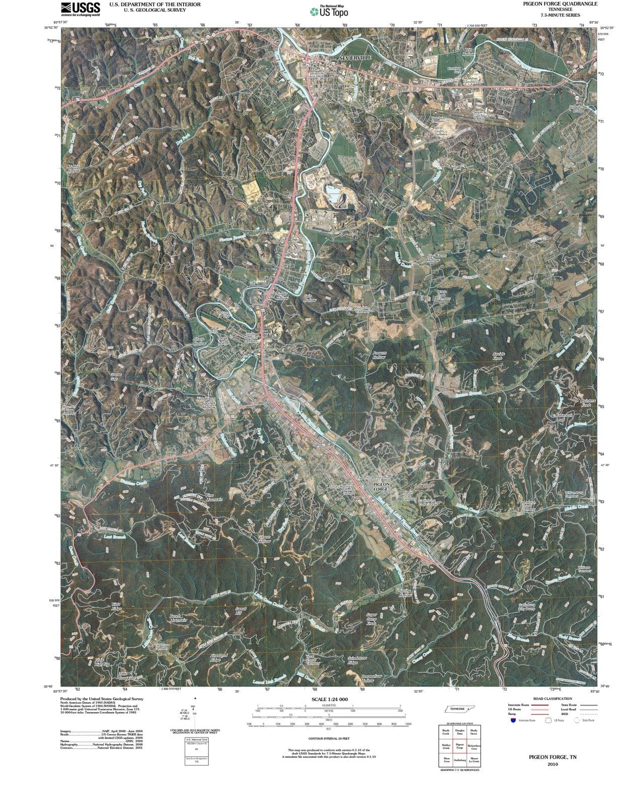 2010 Pigeon Forge, TN - Tennessee - USGS Topographic Map