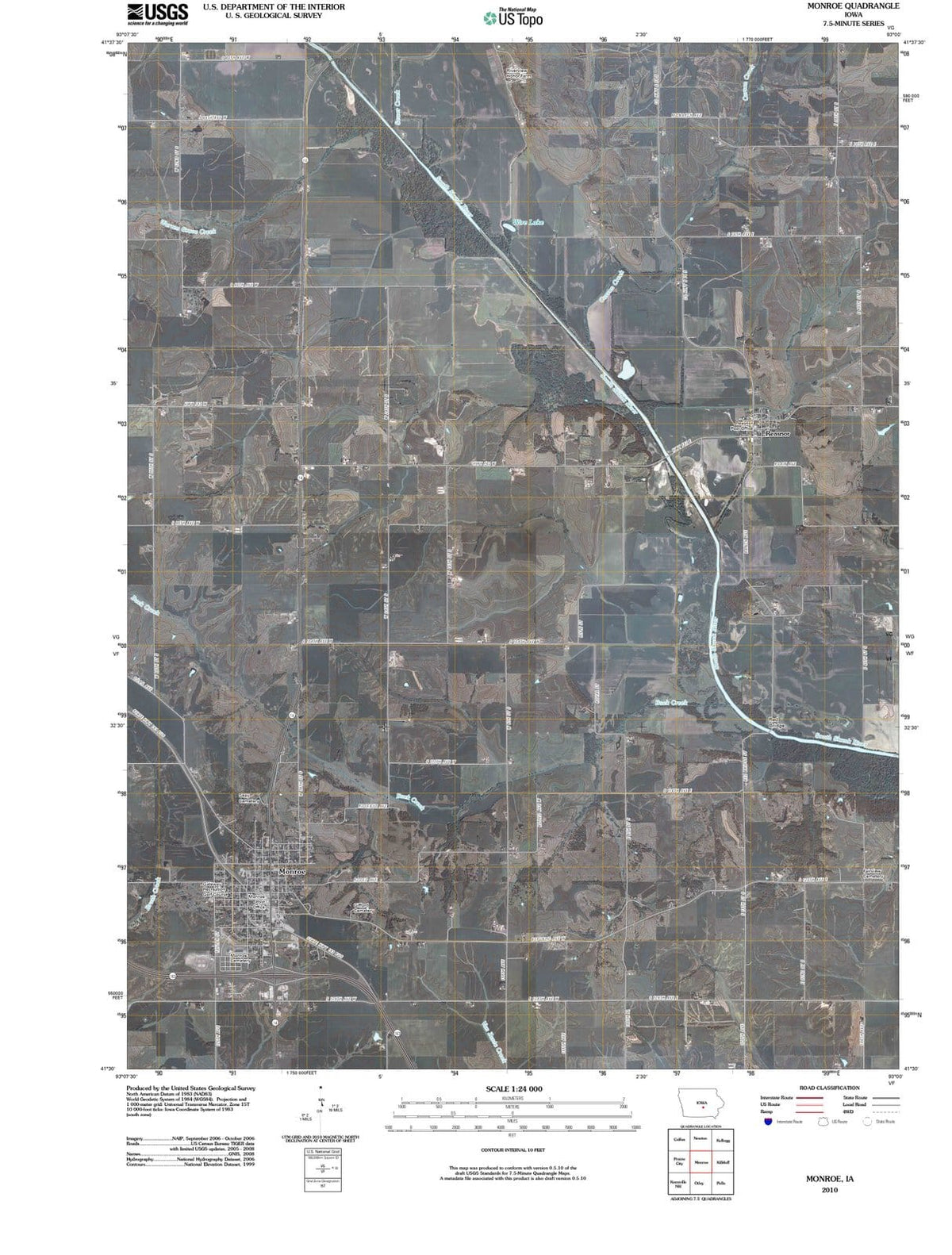 2010 Monroe, IA - Iowa - USGS Topographic Map