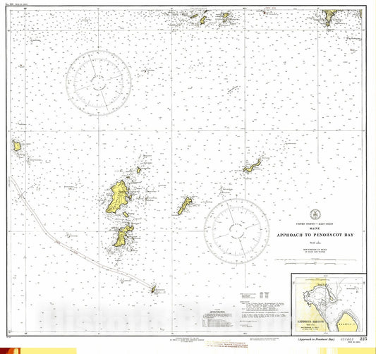 Historic Nautical Map - Approach To Penobscot Bay, 1942 NOAA Chart - Vintage Wall Art, v2