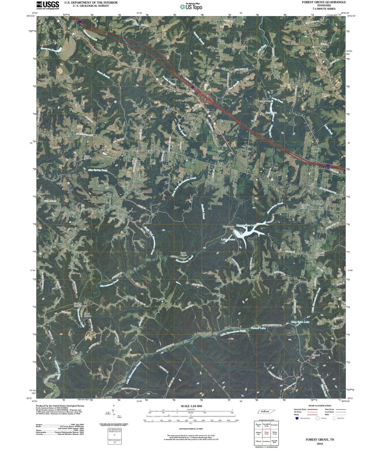 2010 Forest Grove, TN - Tennessee - USGS Topographic Map