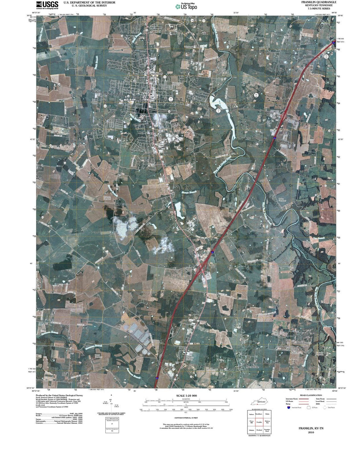 2010 Franklin, KY - Kentucky - USGS Topographic Map