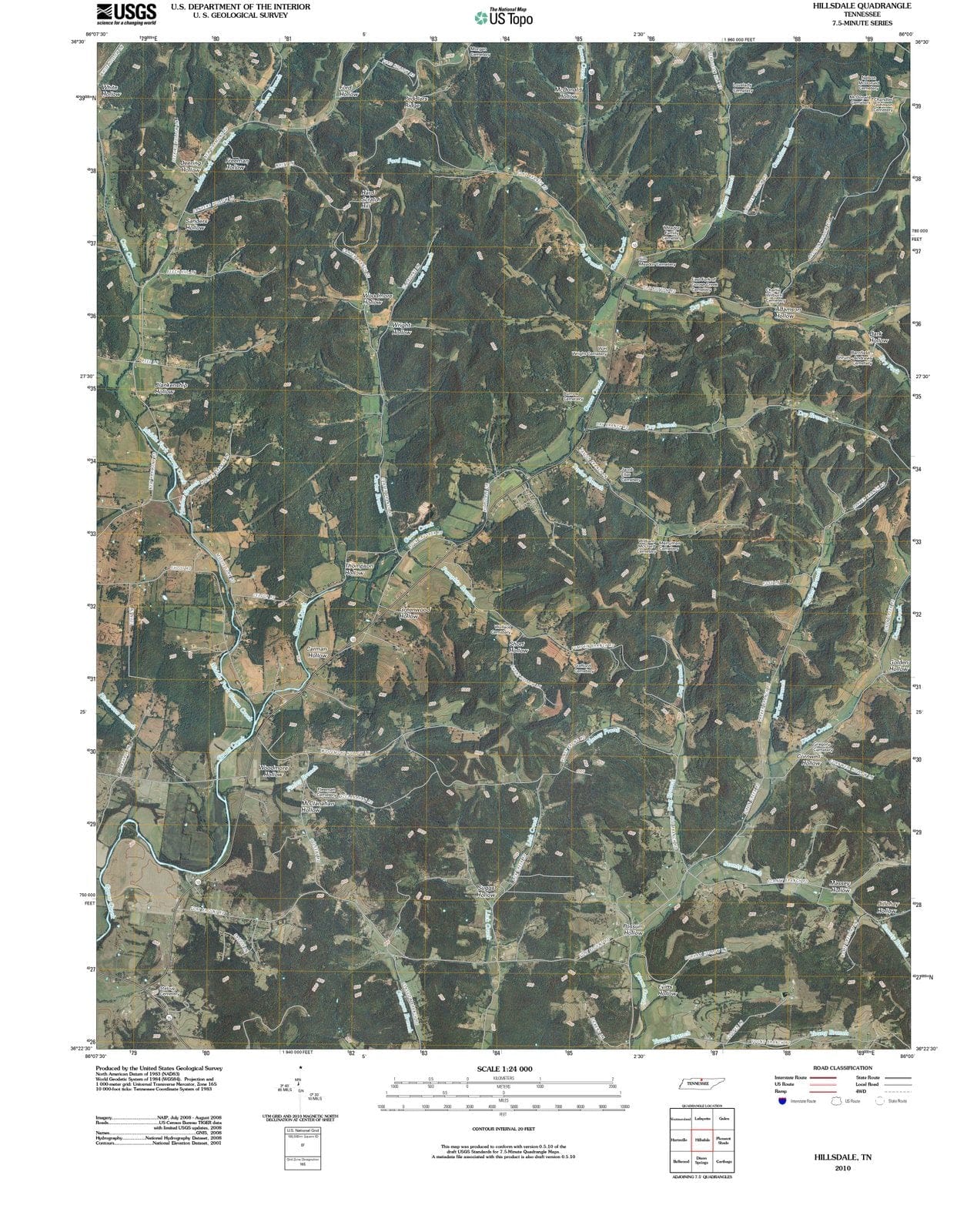 2010 Hillsdale, TN - Tennessee - USGS Topographic Map