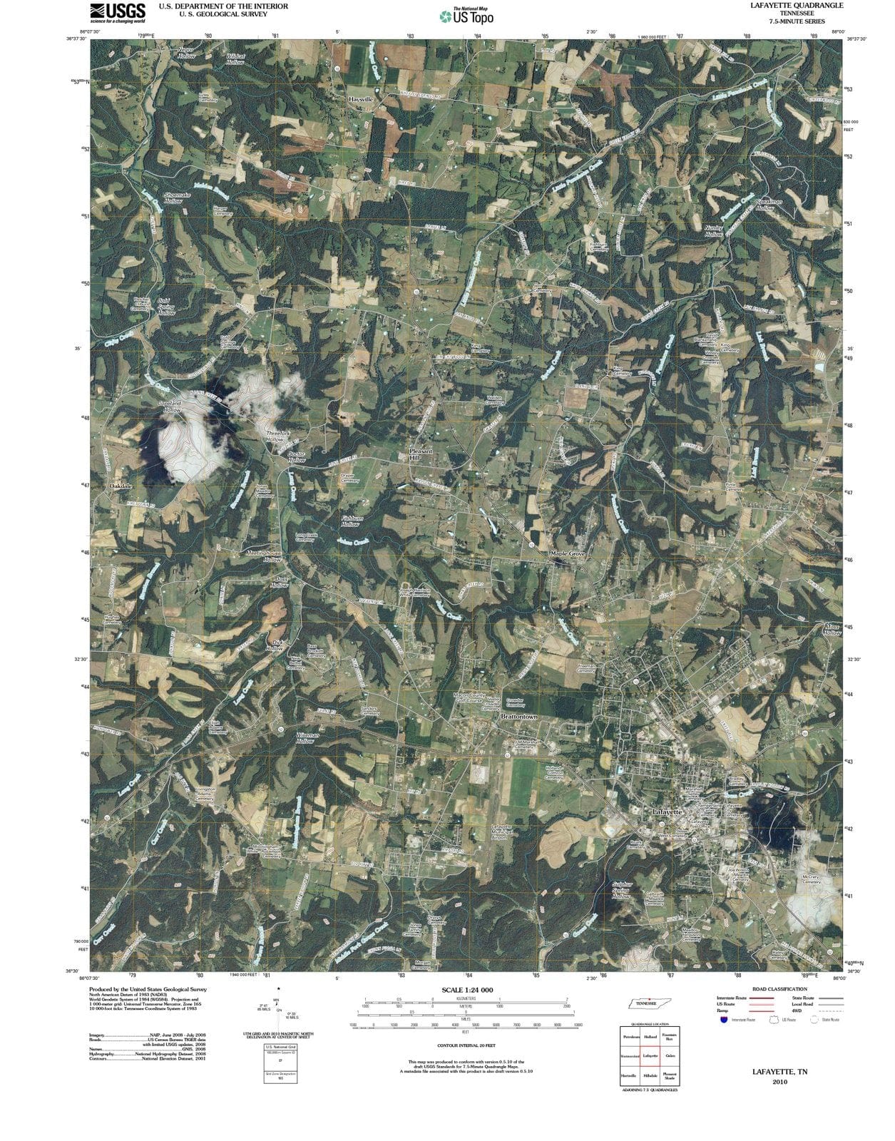 2010 Lafayette, TN - Tennessee - USGS Topographic Map