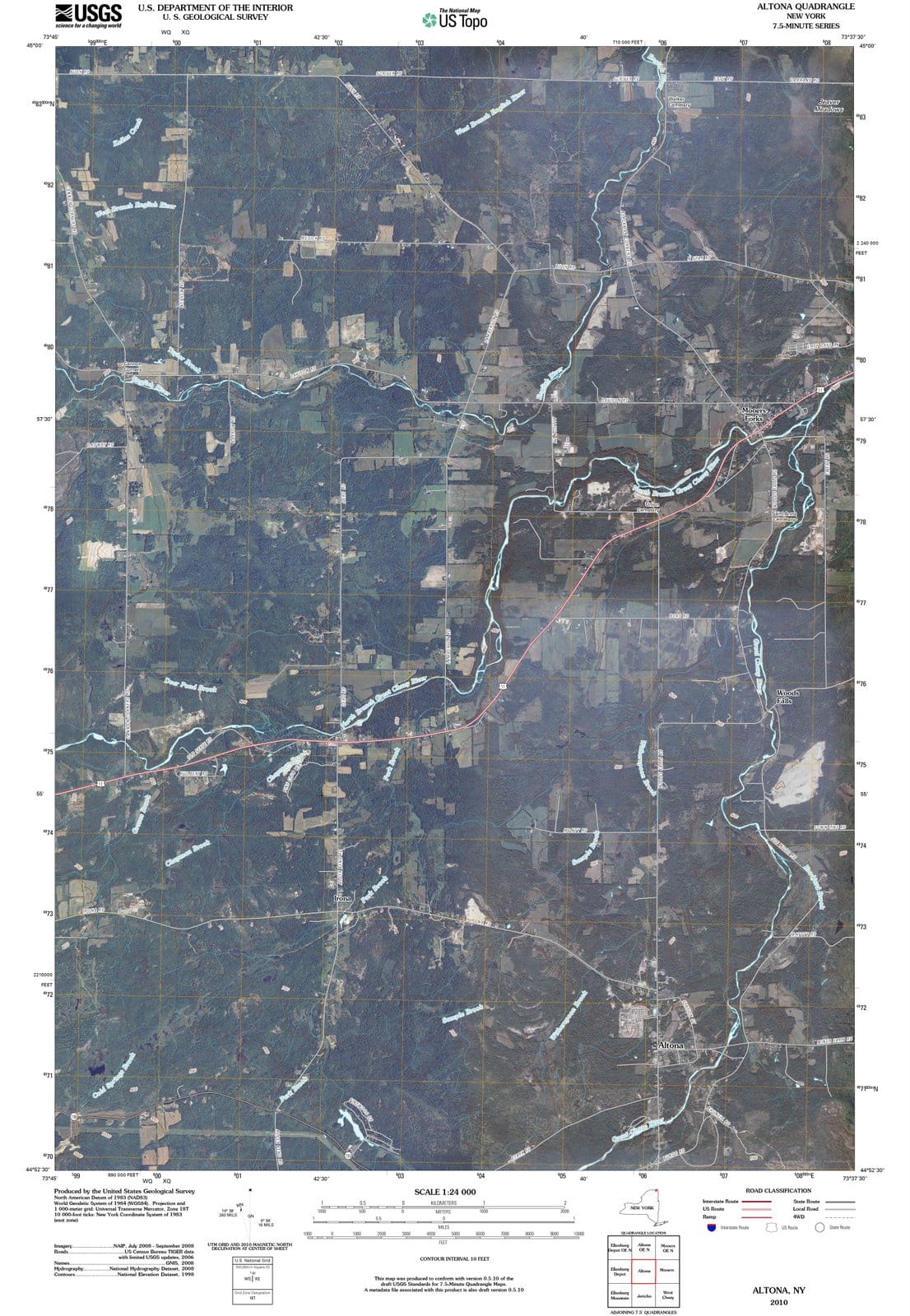2010 Altona, NY - New York - USGS Topographic Map