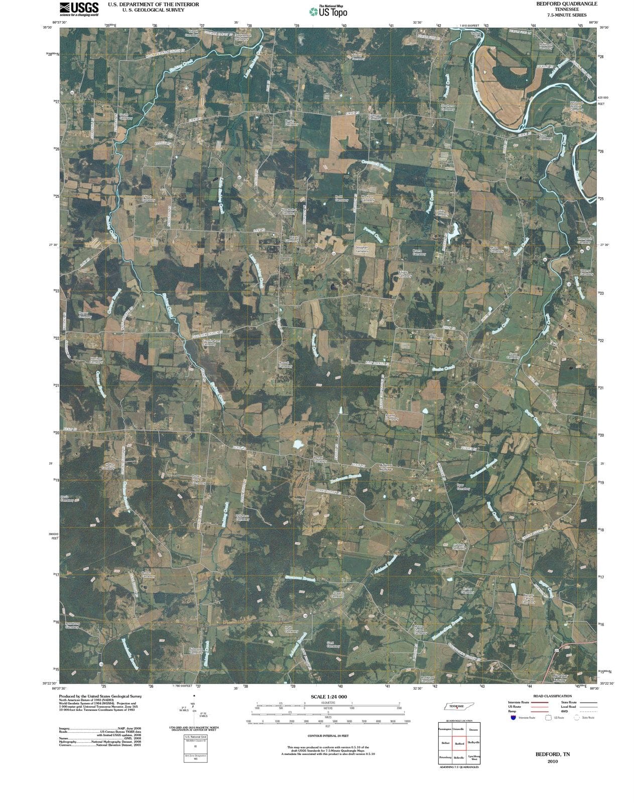 2010 Bedford, TN - Tennessee - USGS Topographic Map