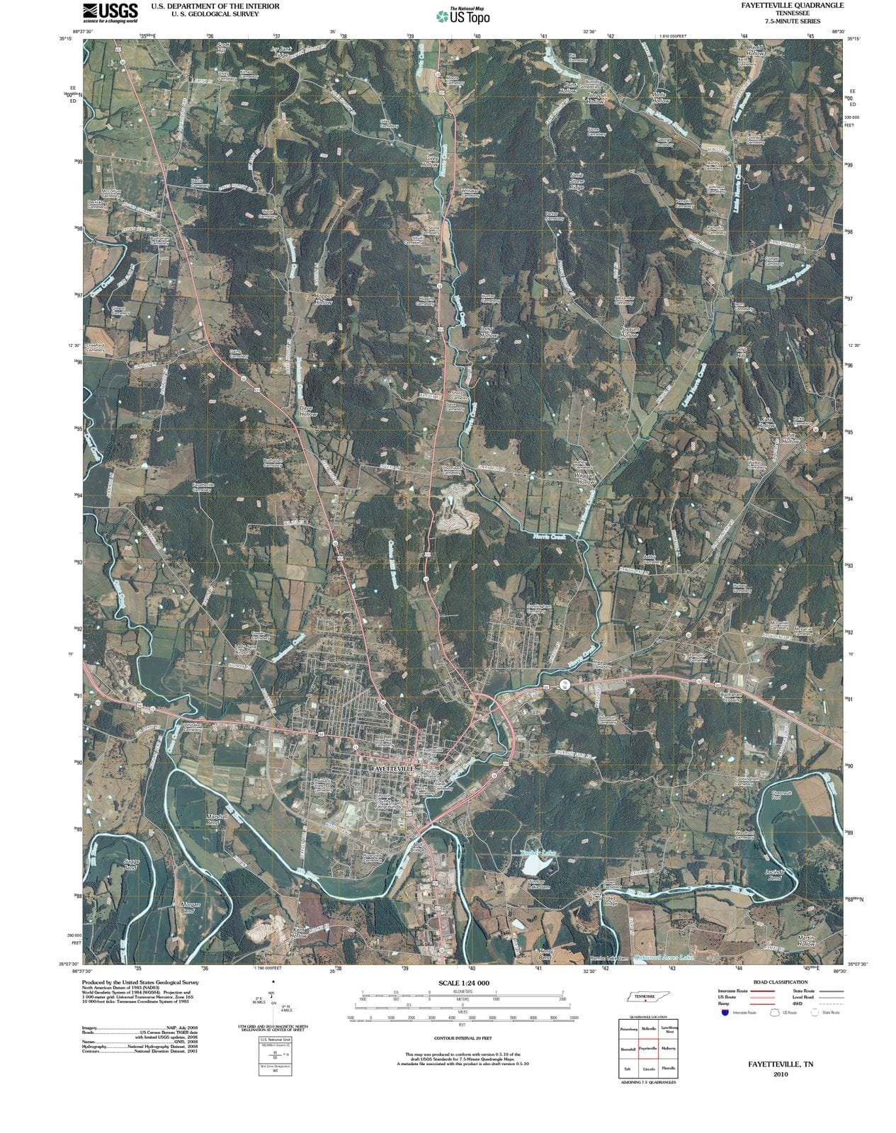 2010 Fayetteville, TN - Tennessee - USGS Topographic Map