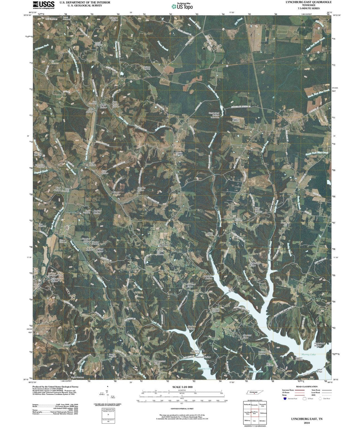 2010 Lynchburg East, TN - Tennessee - USGS Topographic Map