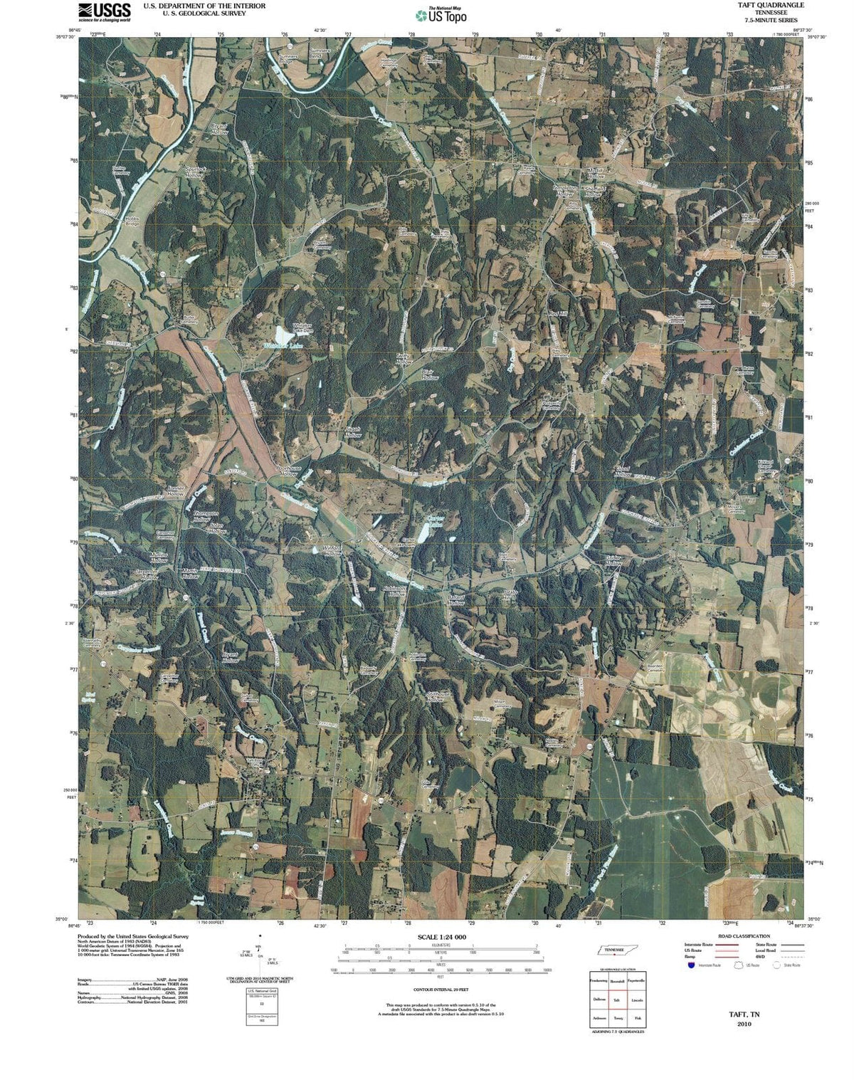 2010 TAFT, TN - Tennessee - USGS Topographic Map