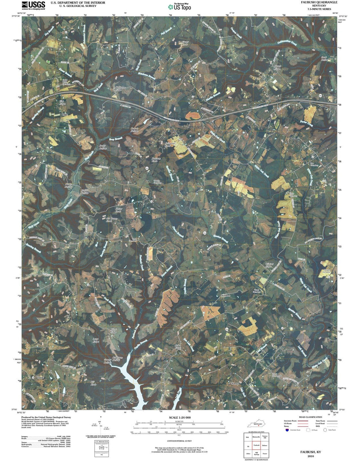 2010 Faubush, KY - Kentucky - USGS Topographic Map