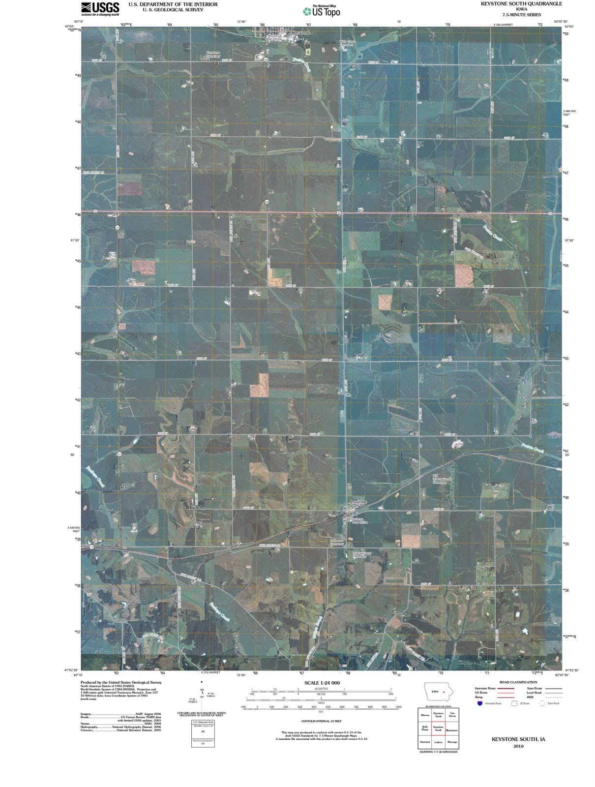 2010 Keystone South, IA - Iowa - USGS Topographic Map