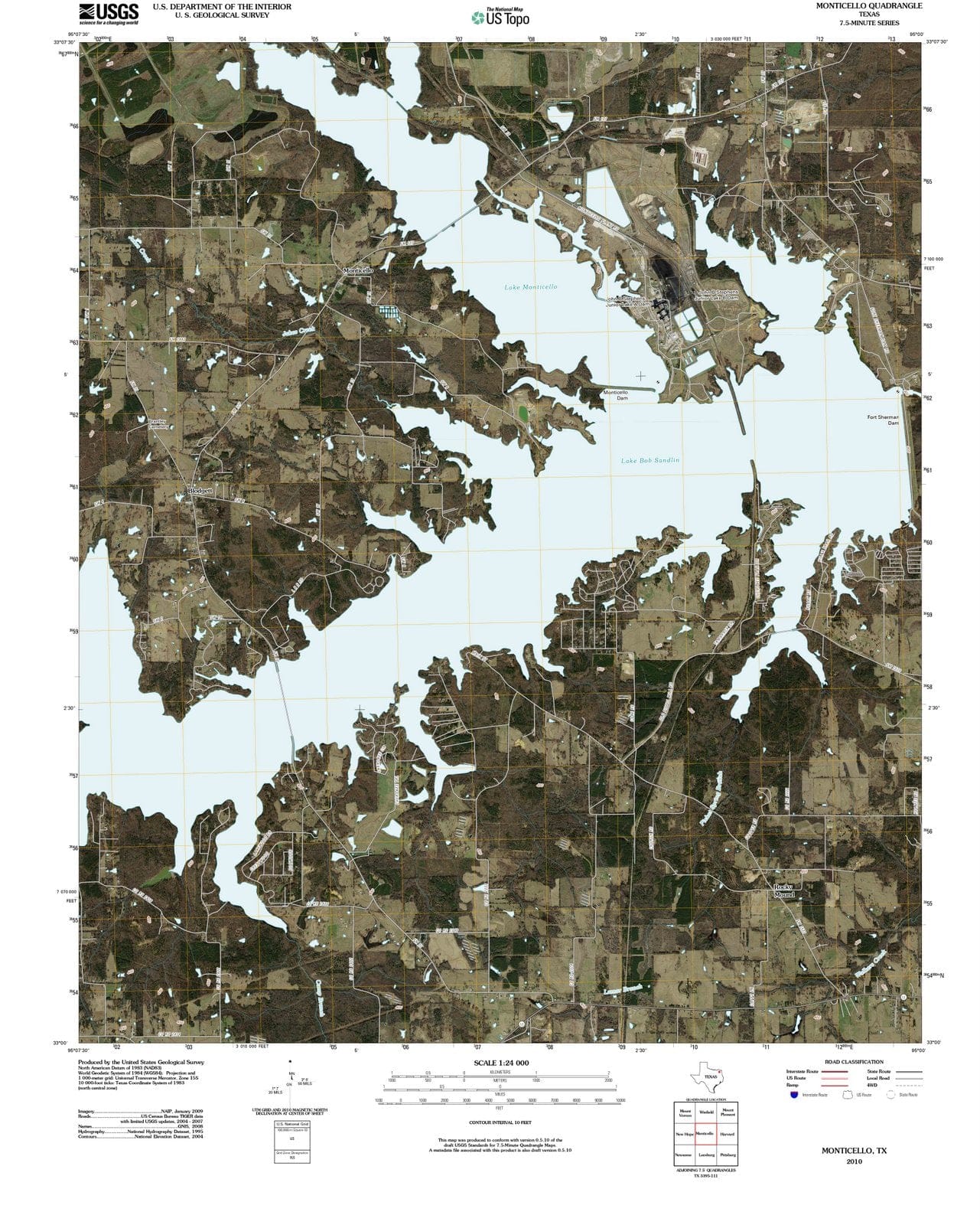 2010 Monticello, TX - Texas - USGS Topographic Map